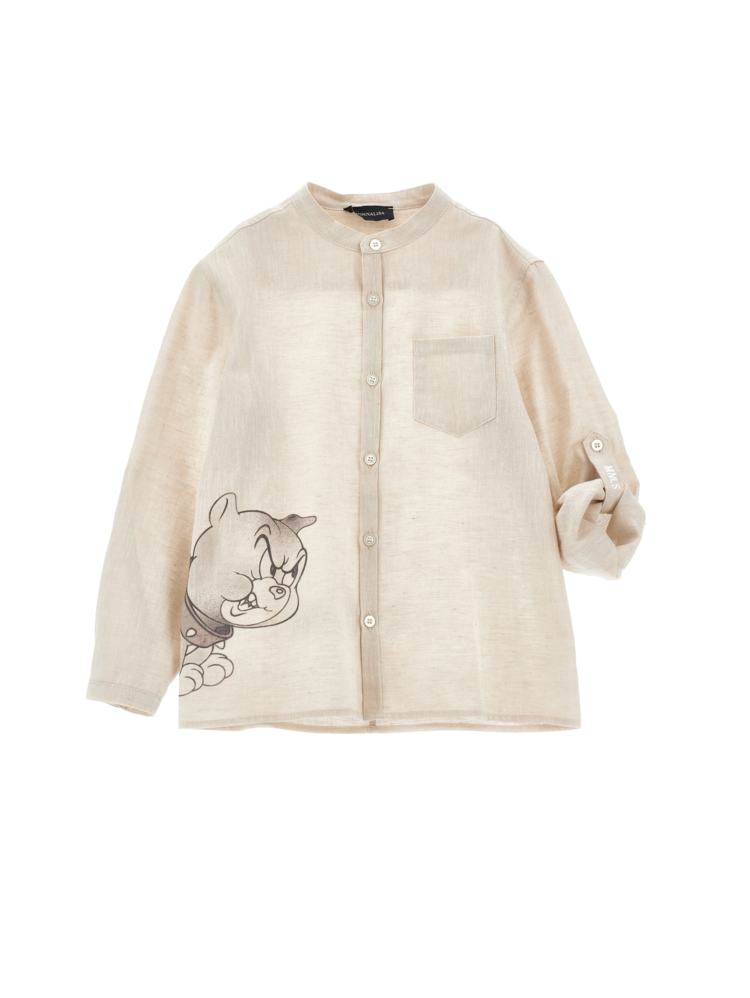 Monnalisa Kids'   Spike Linen Shirt In Beige