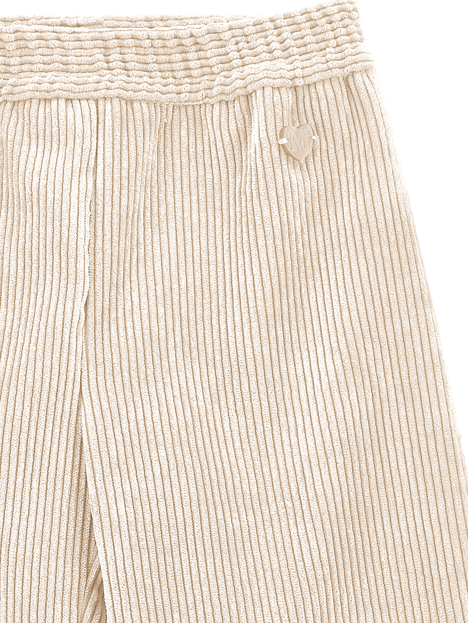 Monnalisa Corduroy Palazzo Trousers In Ecru