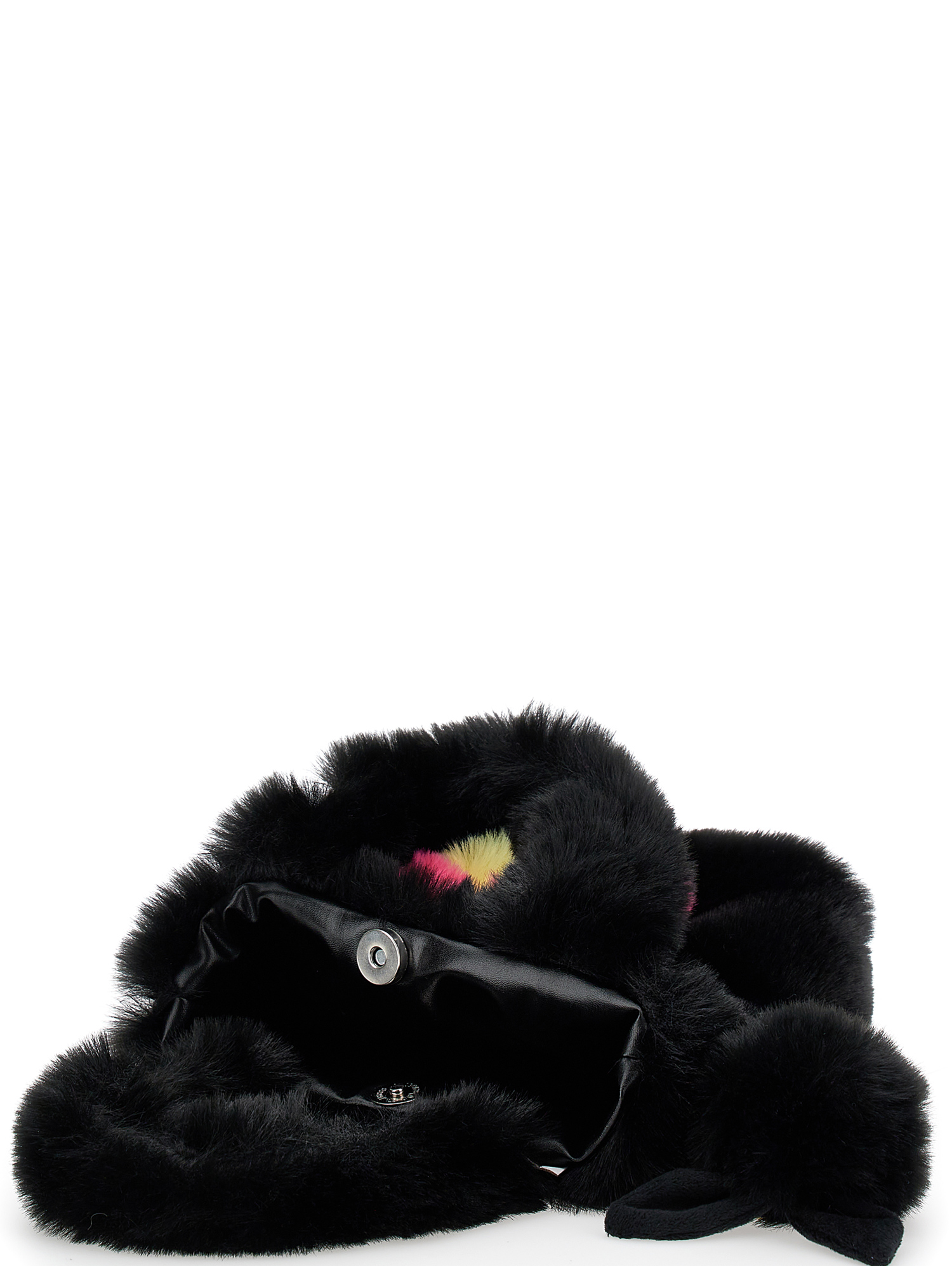 Monnalisa Plush Bag With Key Ring In Black