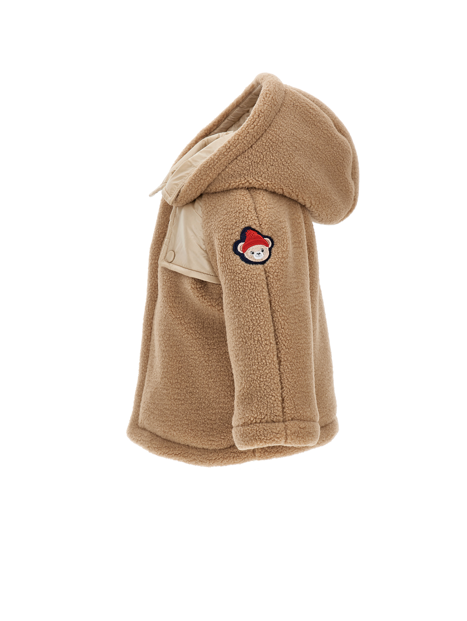 Monnalisa Padded Plush Peacoat In Light Brown