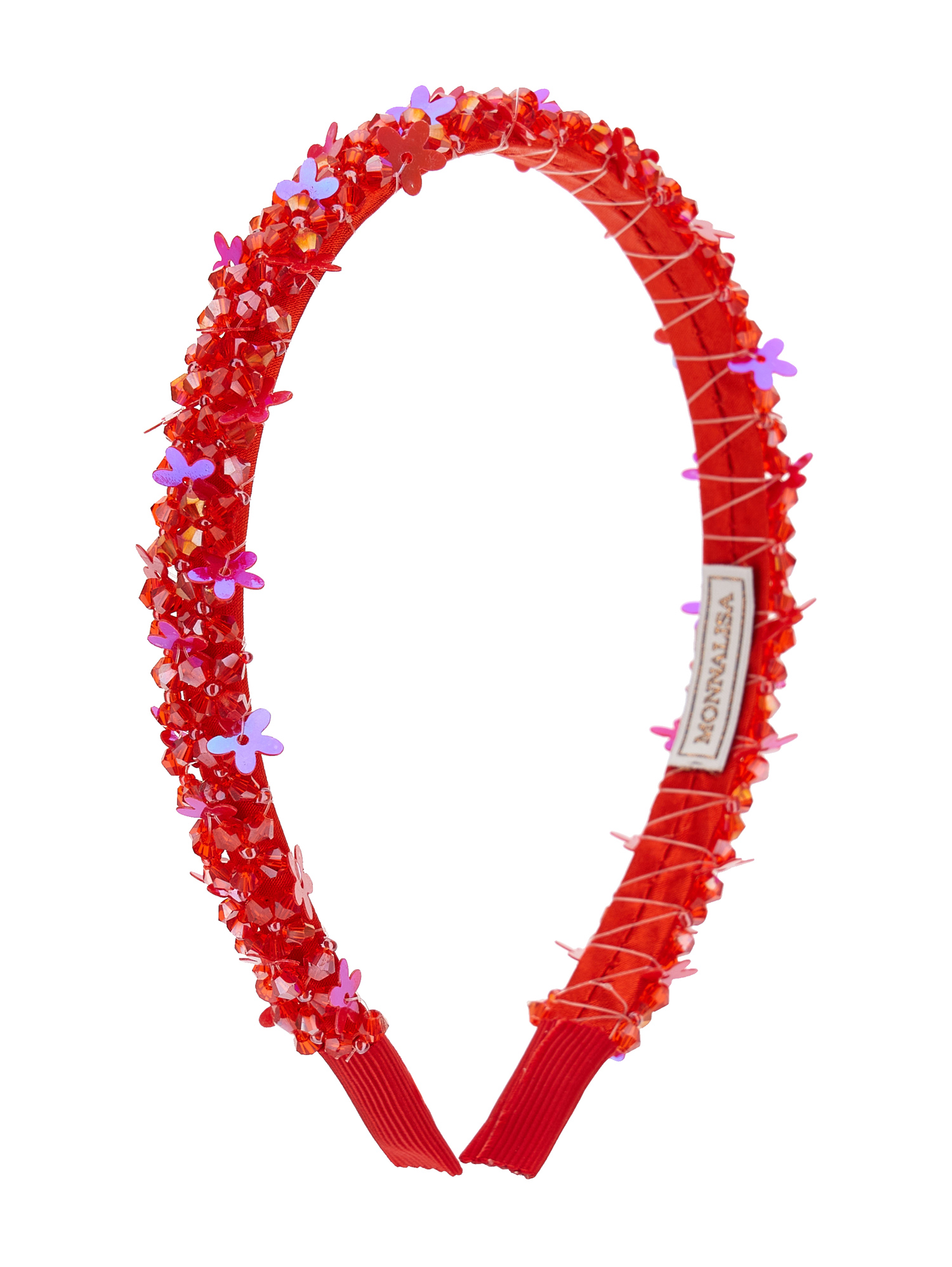 Monnalisa Beaded Headband In Red