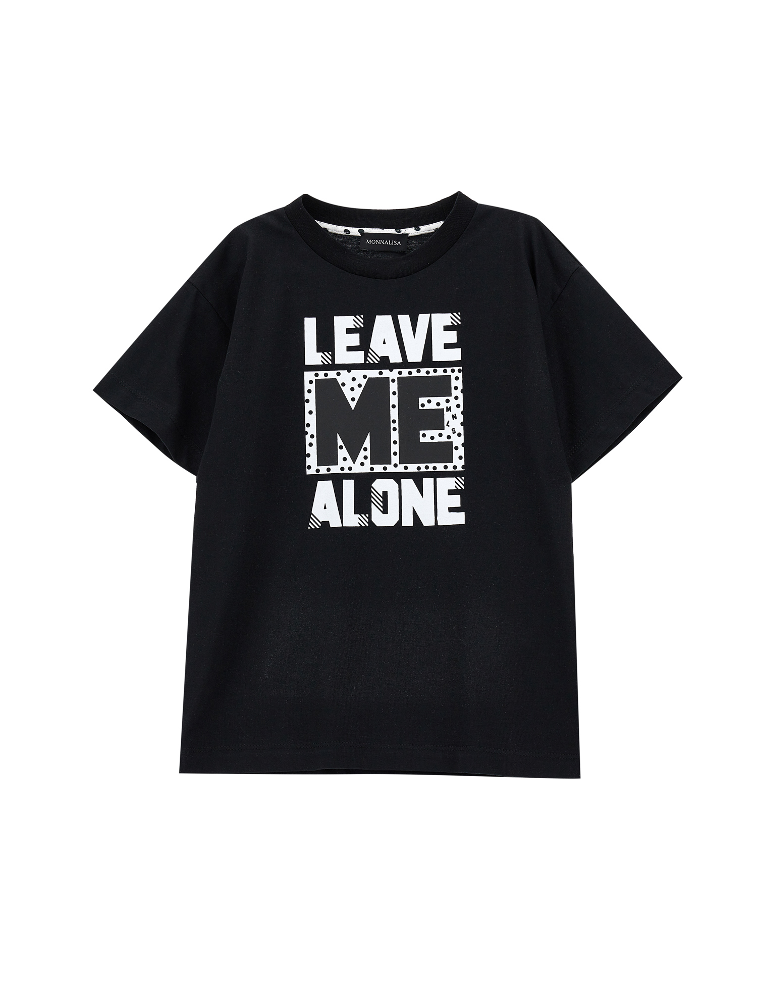 Monnalisa Polka Dot Cotton T-shirt With Logo In Black