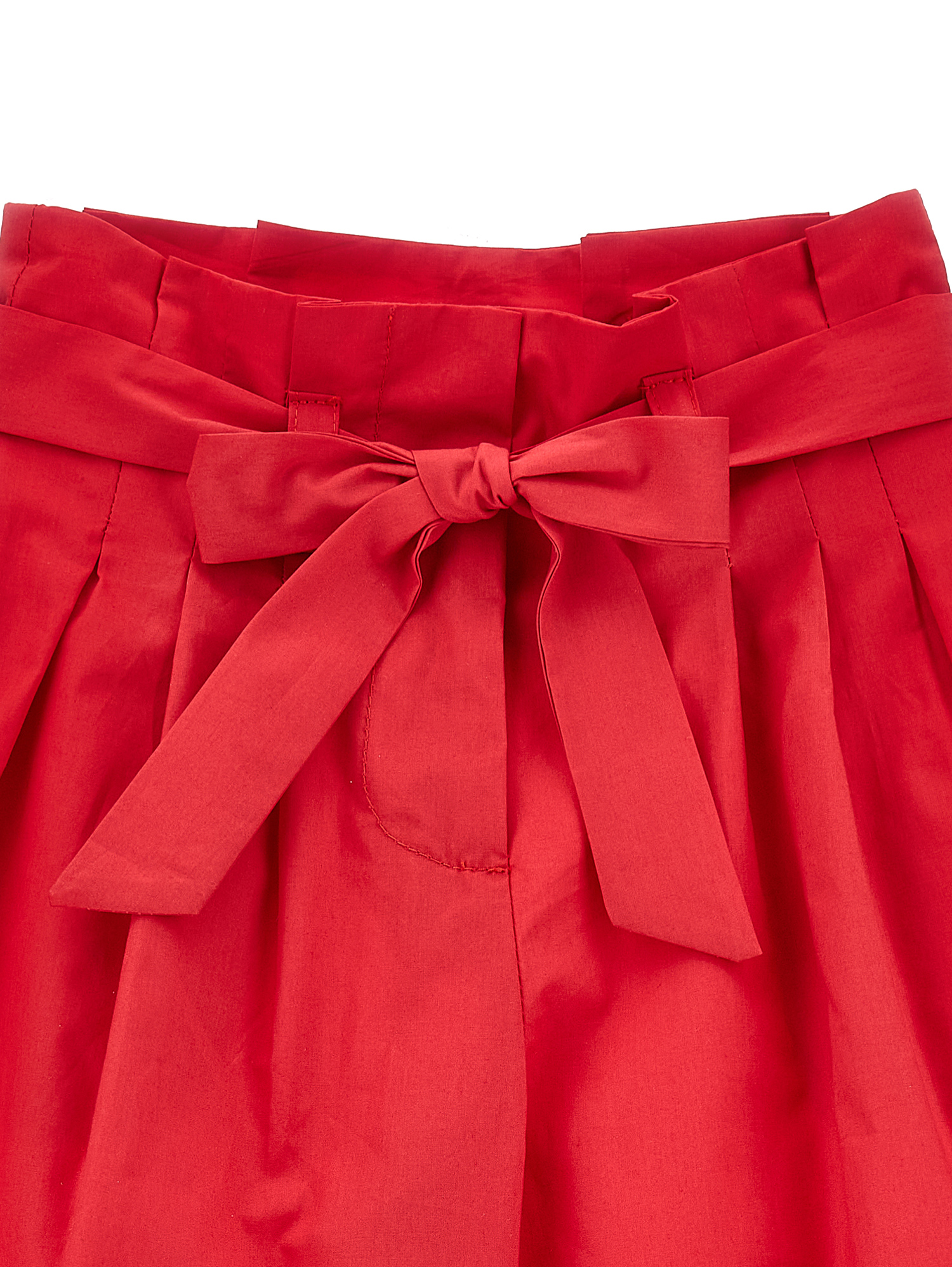 Monnalisa Solid Colour Cropped Trousers In Red