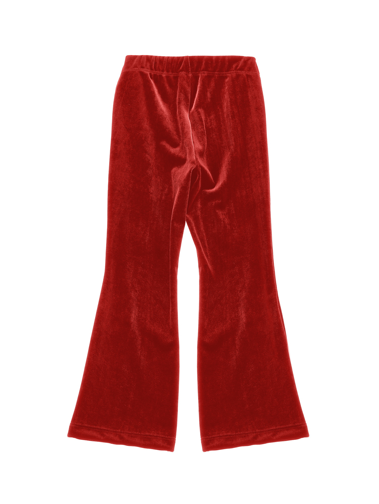 Monnalisa Warp-knit Chenille Trousers In Ruby Red
