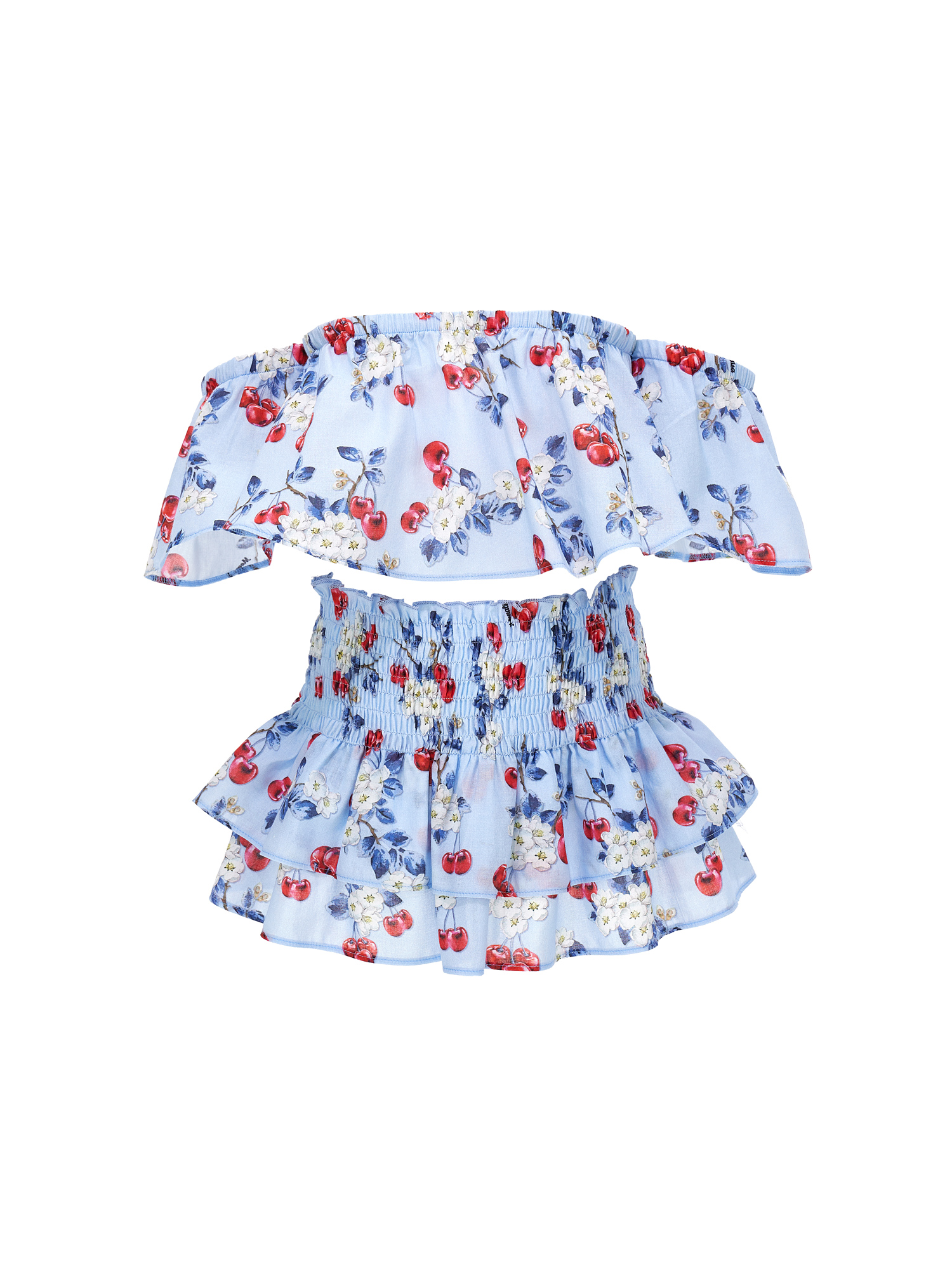 Monnalisa Kids'   Muslin Cherry Set In Sky Blue
