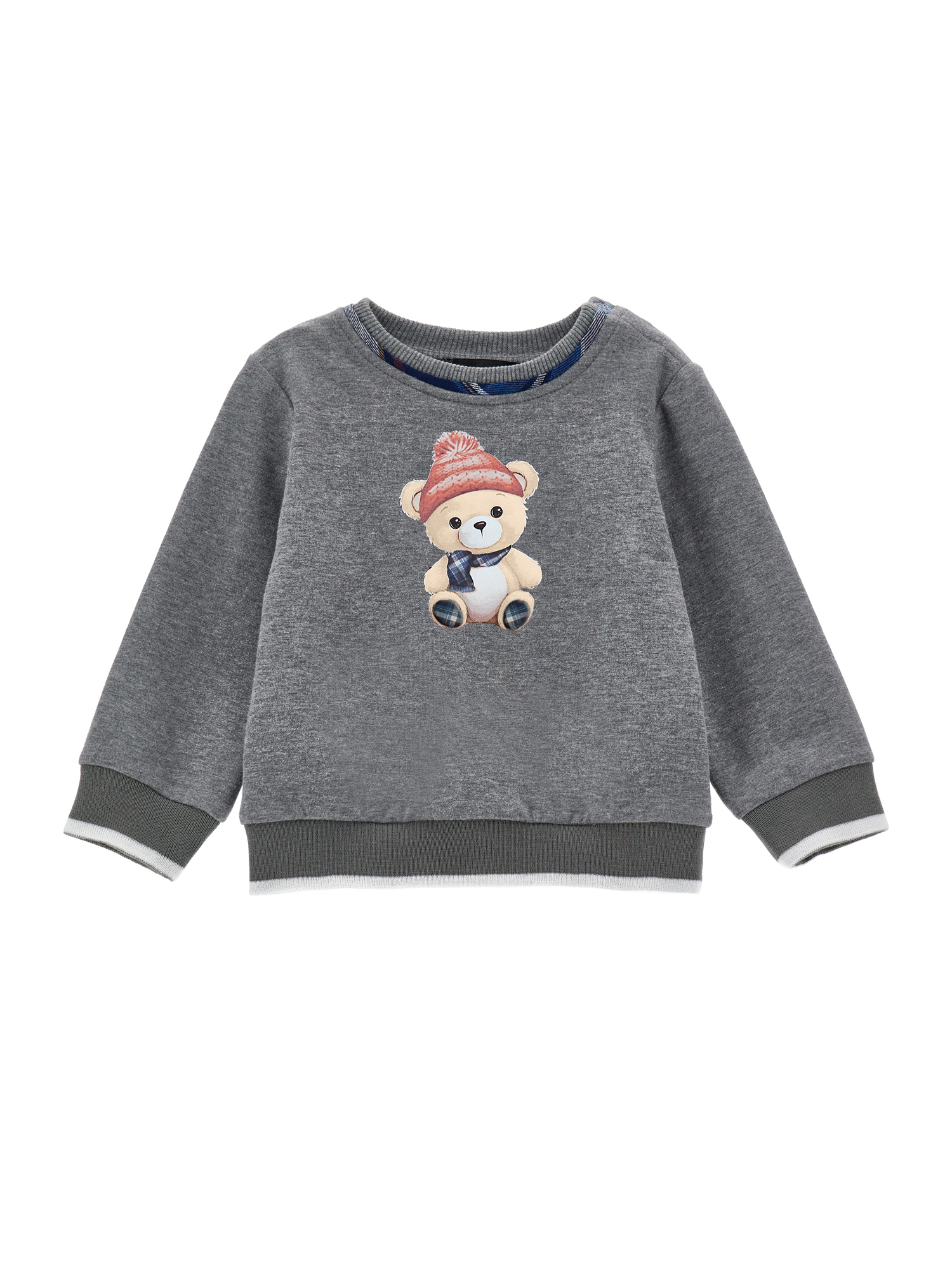 Monnalisa Kids'   Sweatshirt With Teddy Bear In Medium Grey