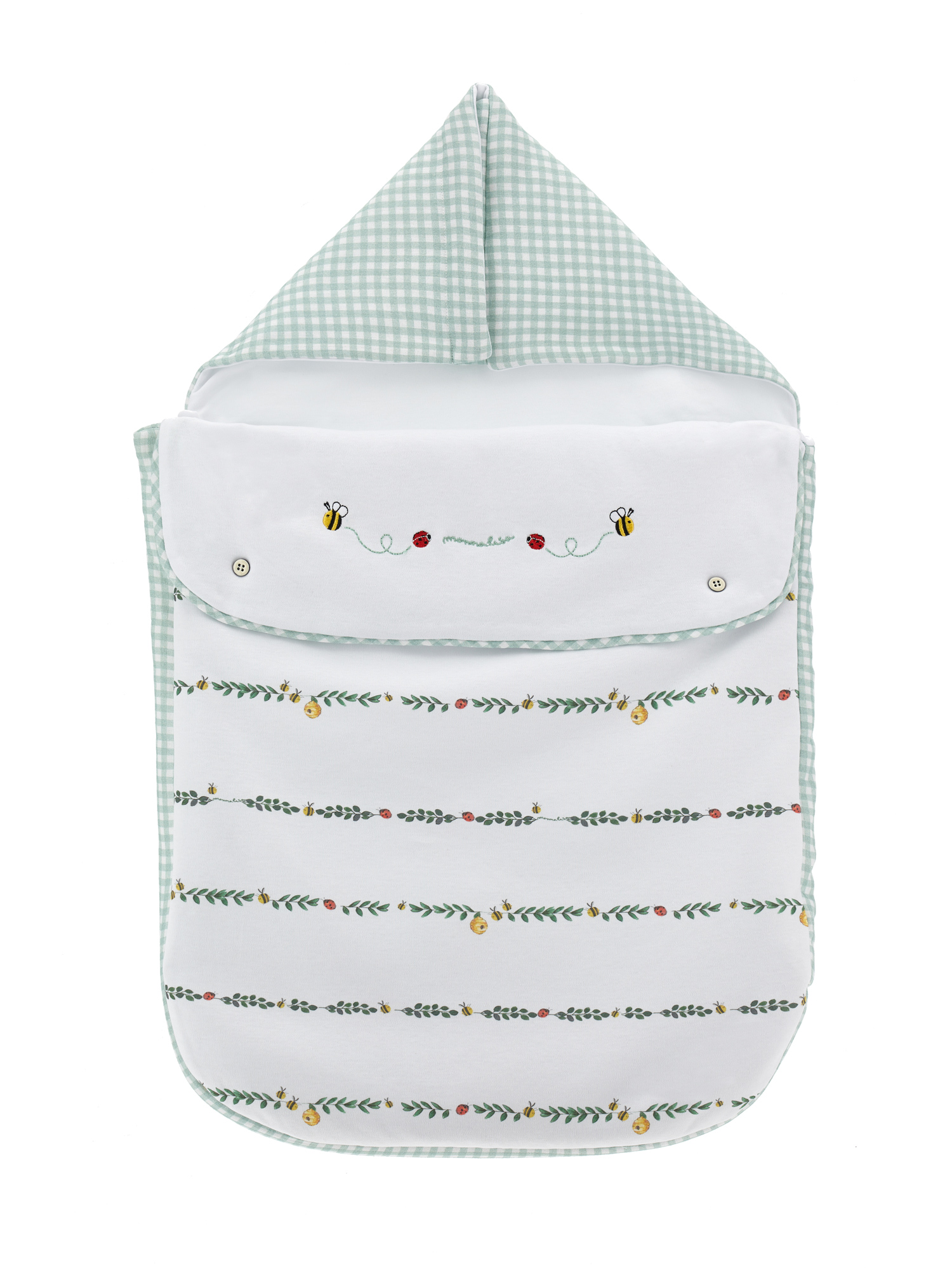 Monnalisa Baby Sleeping Bag In White + Multicolor