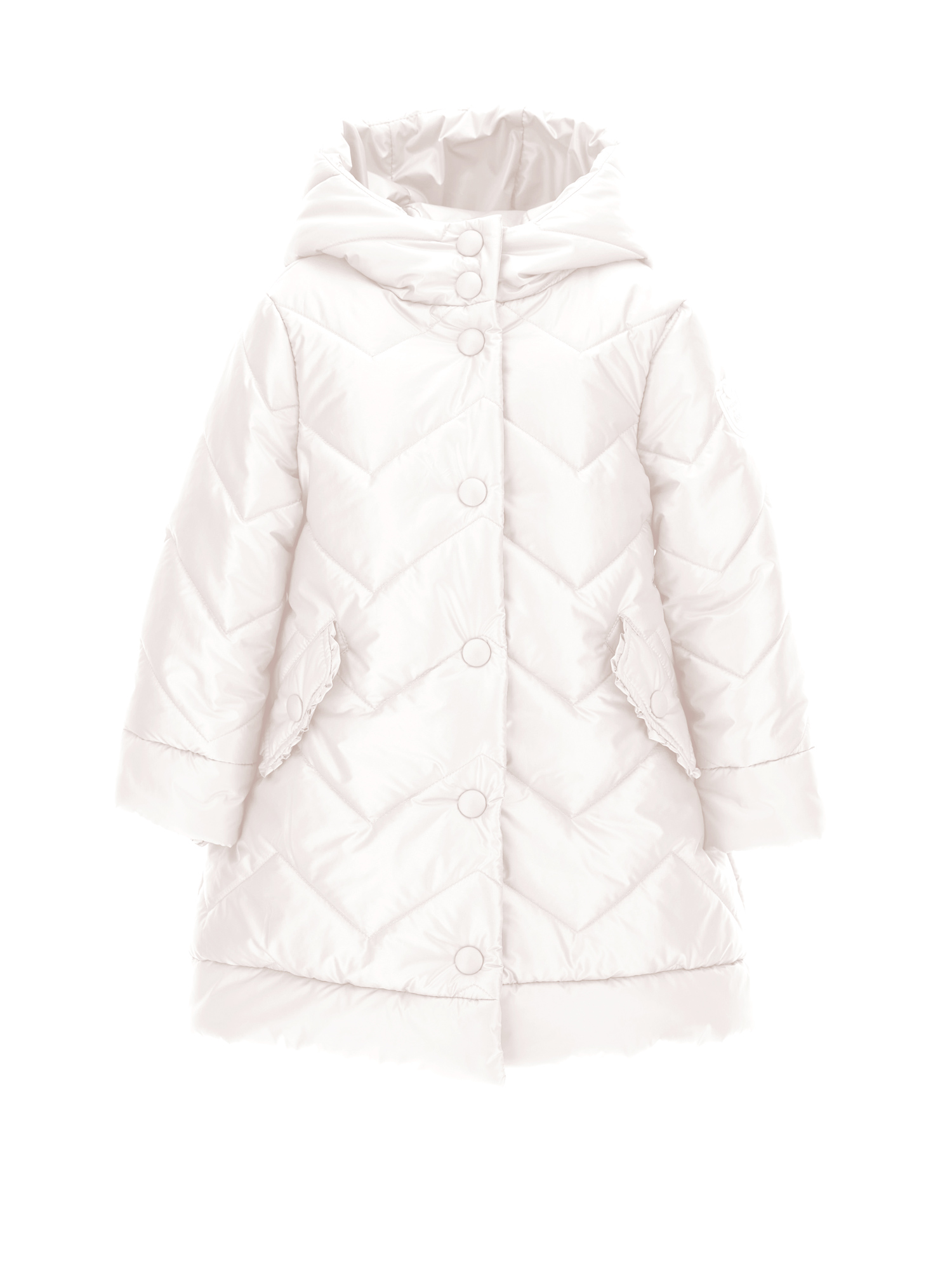 Monnalisa Quilted Technical Fabric Down Jacket In Cream