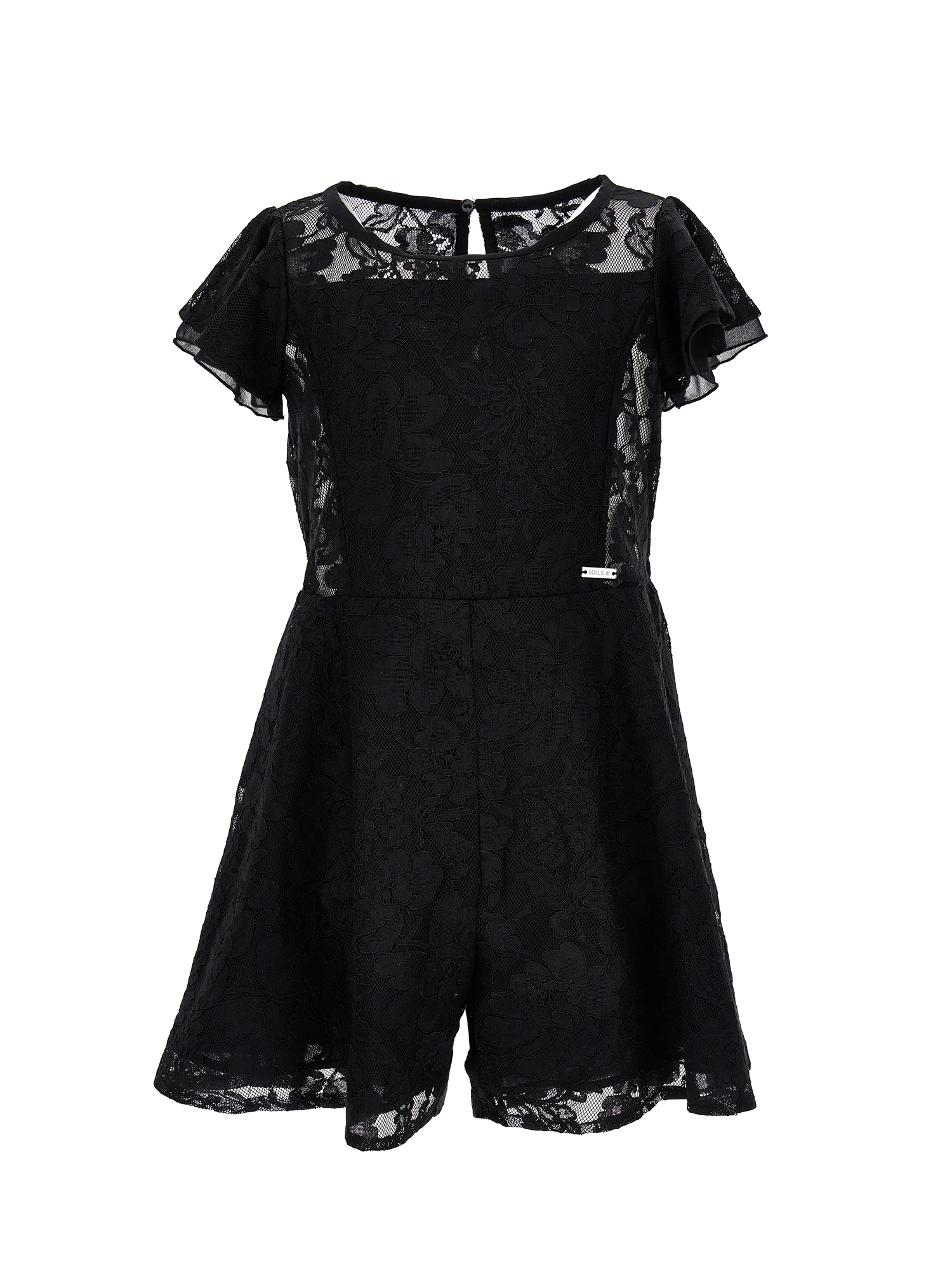 Monnalisa Kids'   Full Lace Playsuit With Shorts In Black