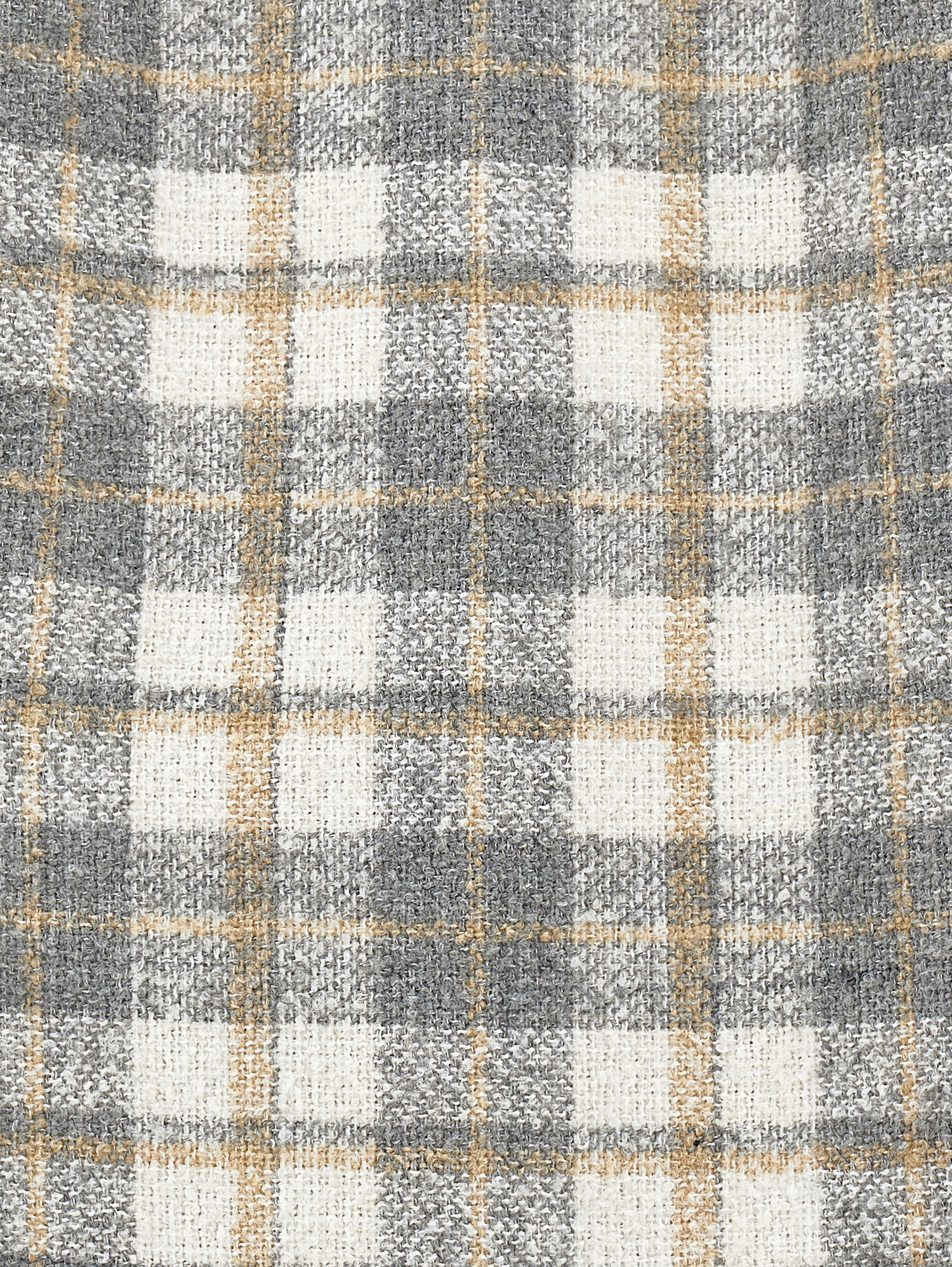 Monnalisa Single-breasted Plaid Coat In Cream + Grey