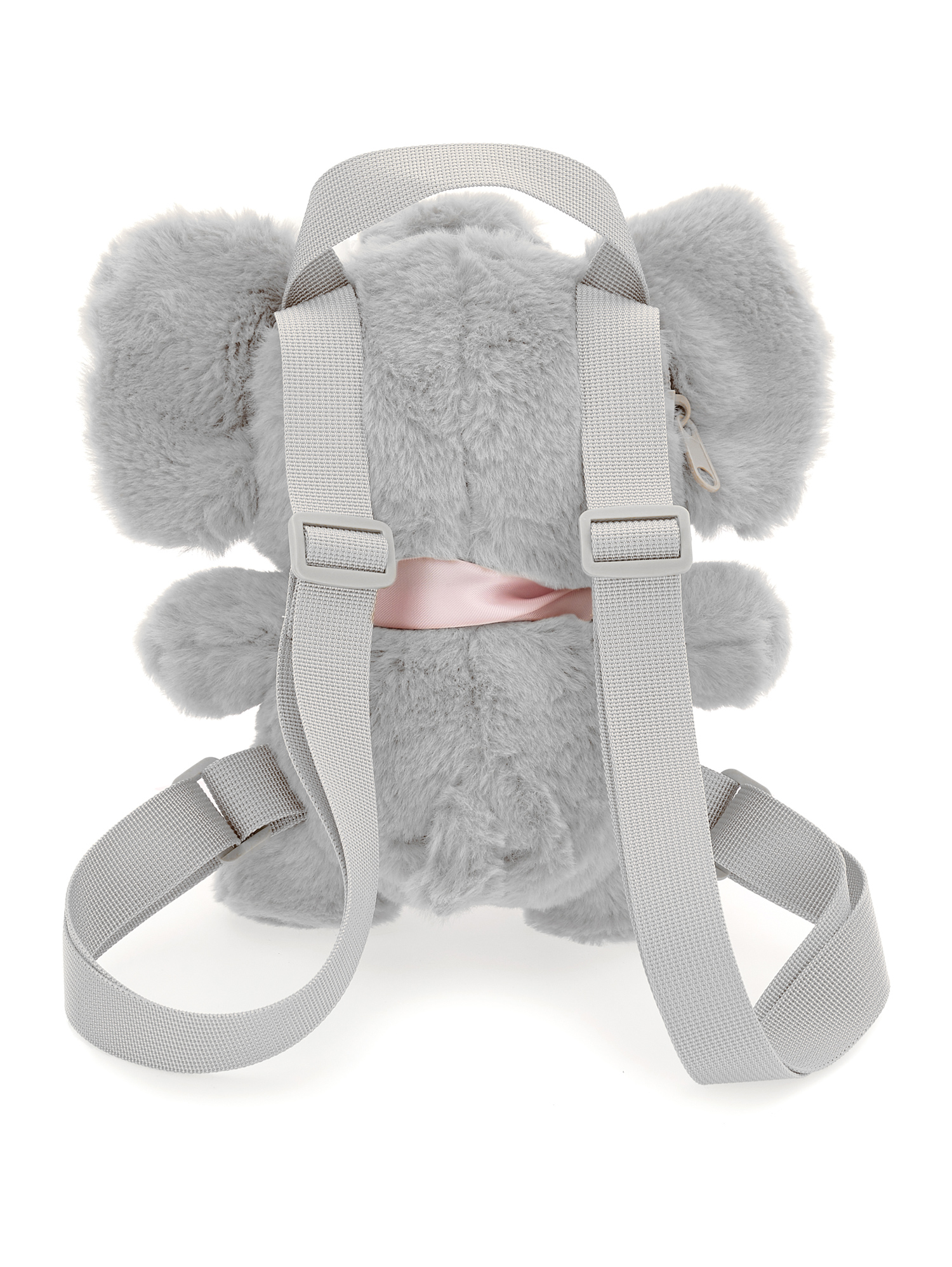 Monnalisa Plush Elephant Backpack In Grey