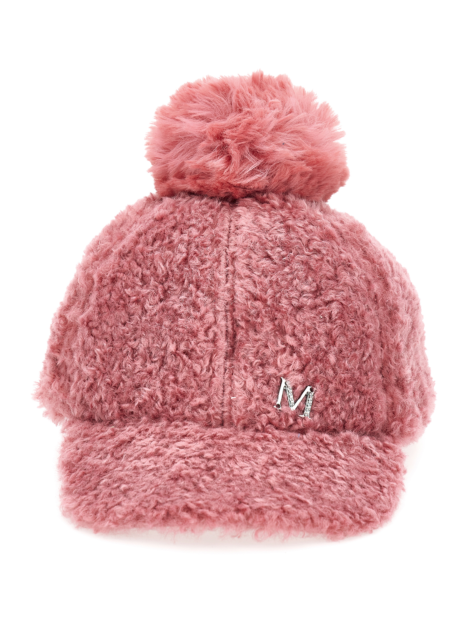 Monnalisa Plush Baseball Cap In Blush Pink