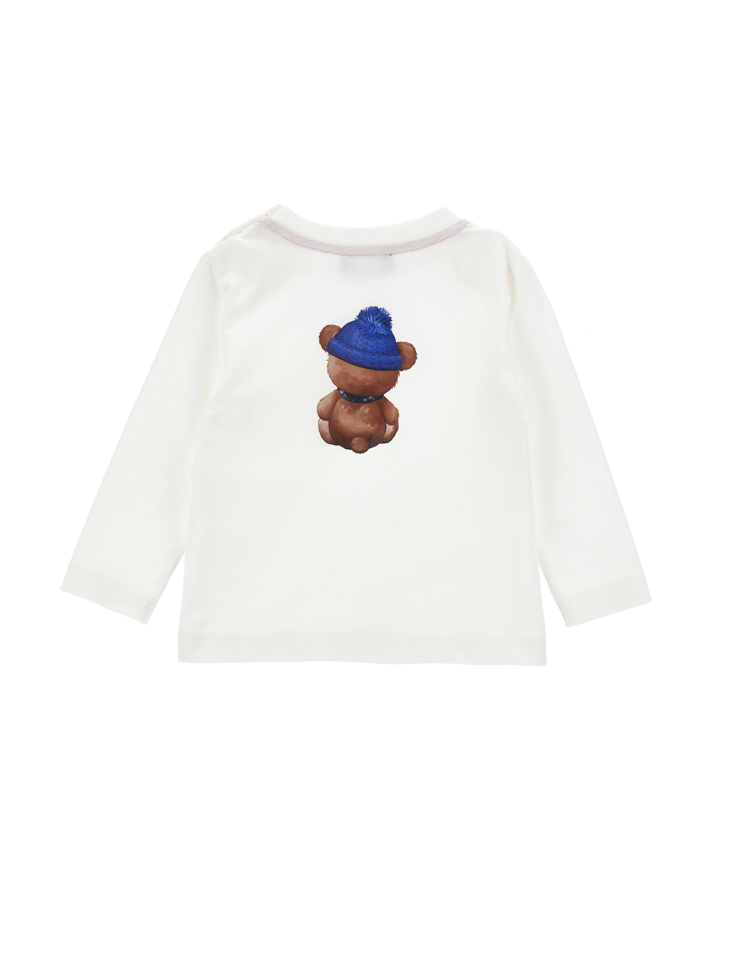 Monnalisa T-shirt With Teddy Bear On Front And Back In Cream