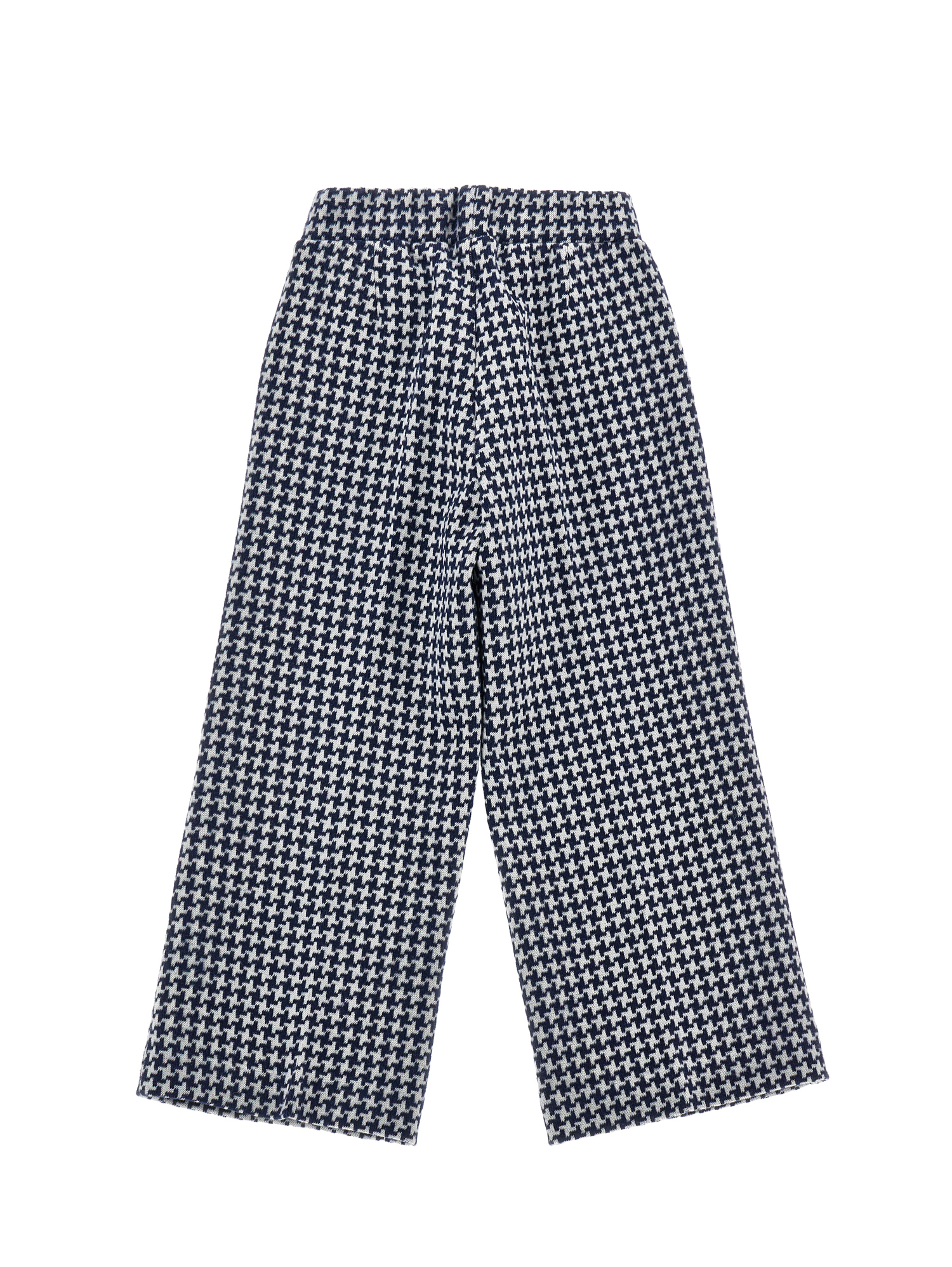 Monnalisa Knit Palazzo Trousers In Cream + Navy Blue
