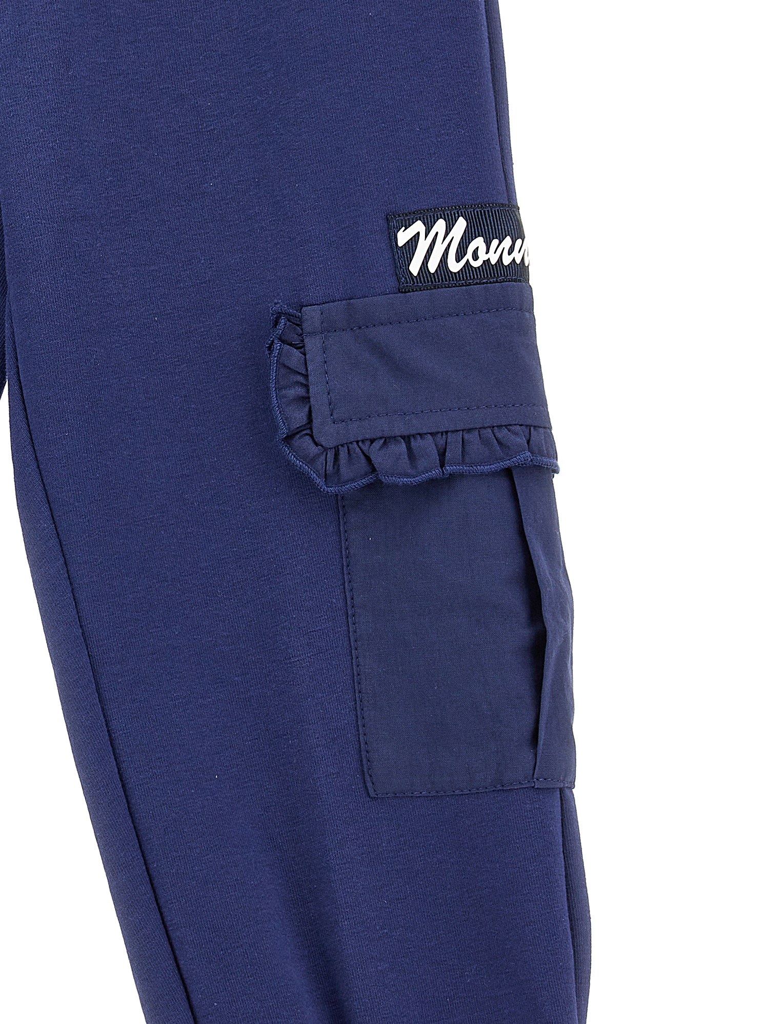 Monnalisa Stretch Fleece Joggers In Navy Blue