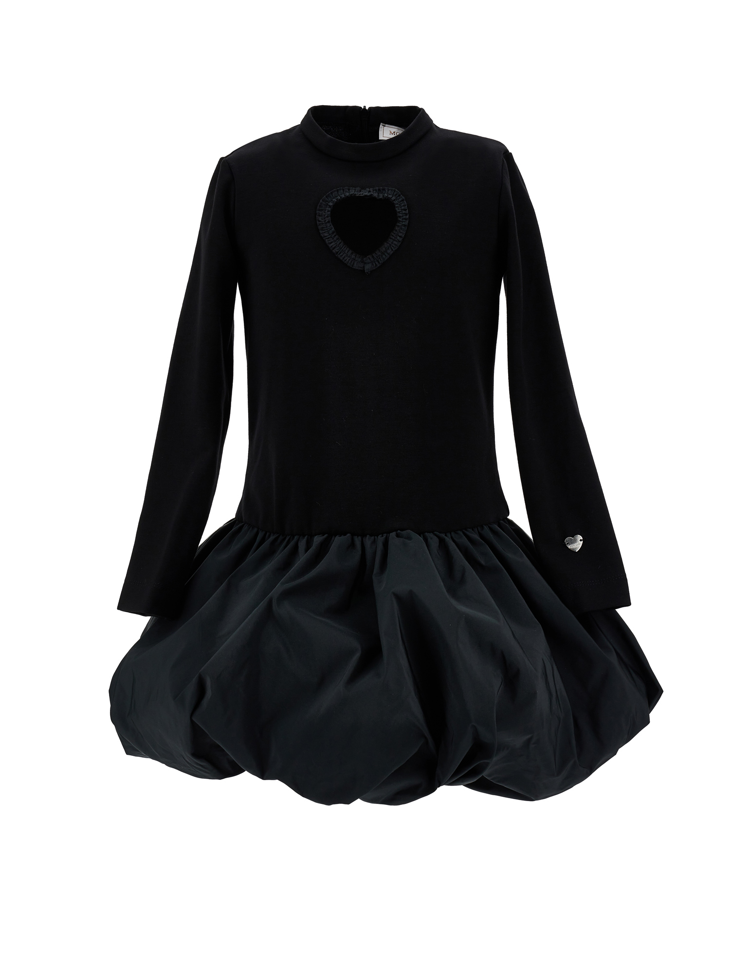 Monnalisa Balloon Dress With Heart Detail In Black