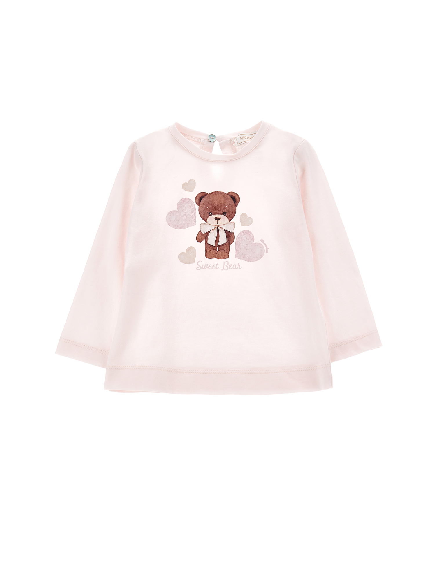 Monnalisa Teddy Bear Print Jersey T-shirt In Light Pink