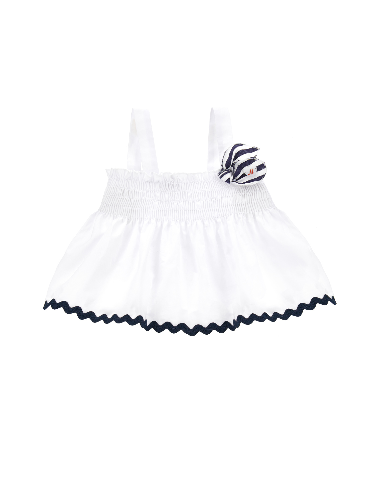 Monnalisa Babies' Marinière Poplin Top (3-36 Months) In White