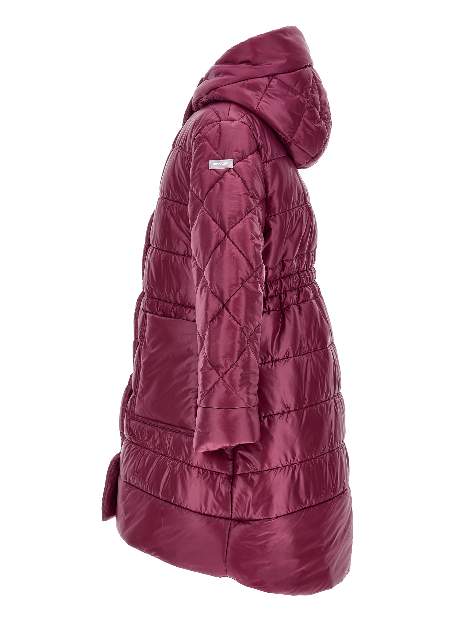 Monnalisa Quilted Technical Fabric Coat In Plum
