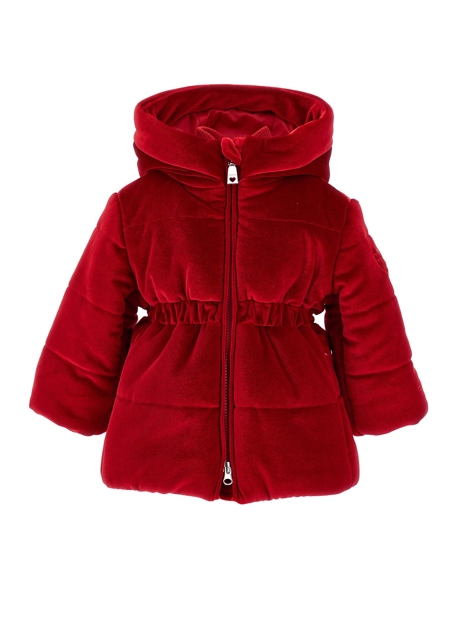 Monnalisa Long Chenille Down Jacket In Ruby Red
