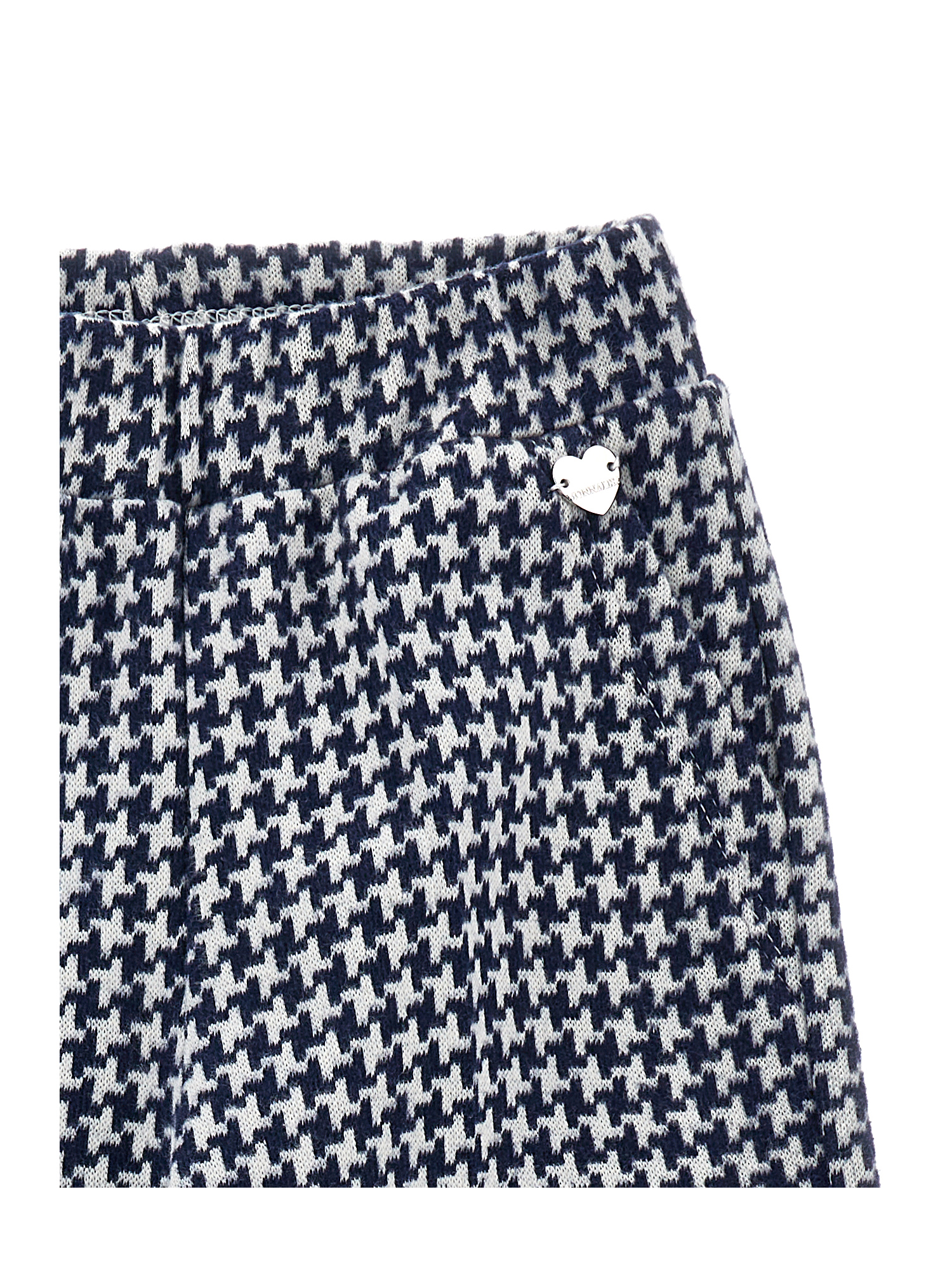 Monnalisa Knit Palazzo Trousers In Cream + Navy Blue