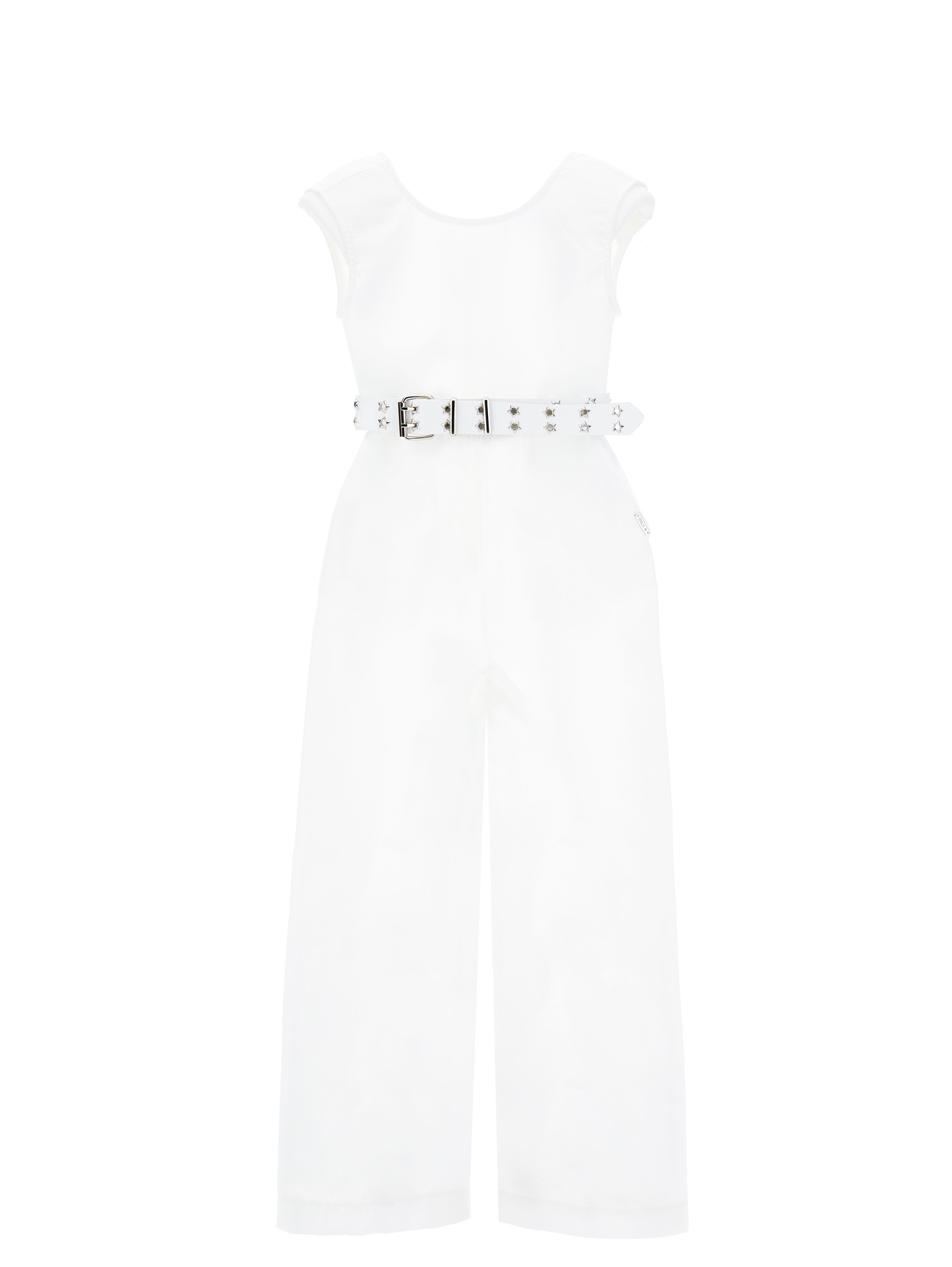 Monnalisa Long Playsuit With Belt In White