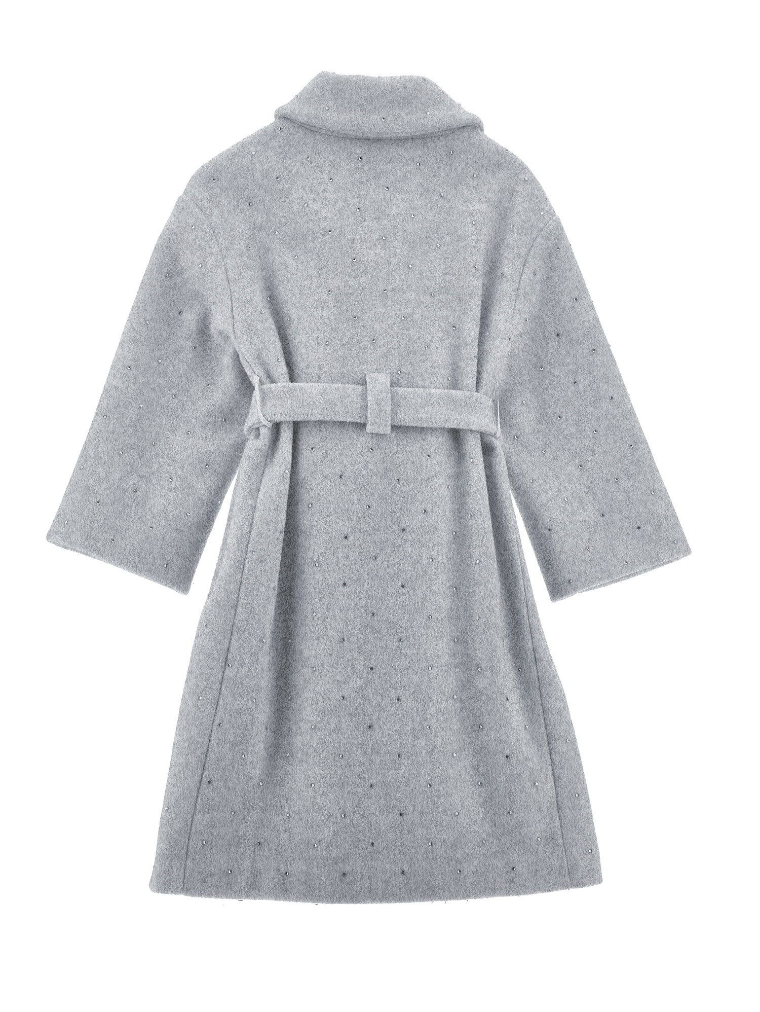 Monnalisa Cloth Coat With Rhinestones In Grey