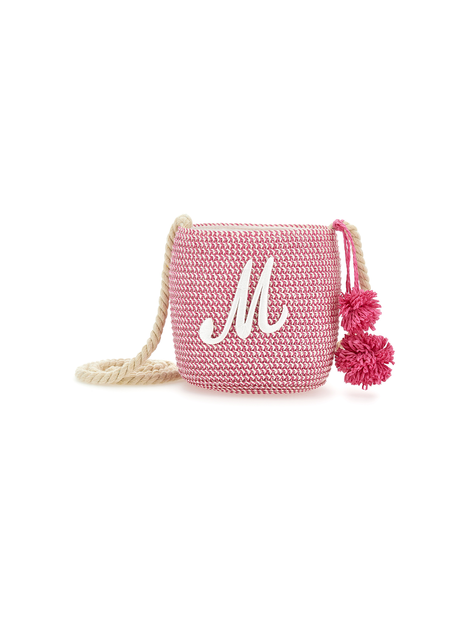 Monnalisa Beuteltasche Aus Stroh Mit Bommel In Fuchsia