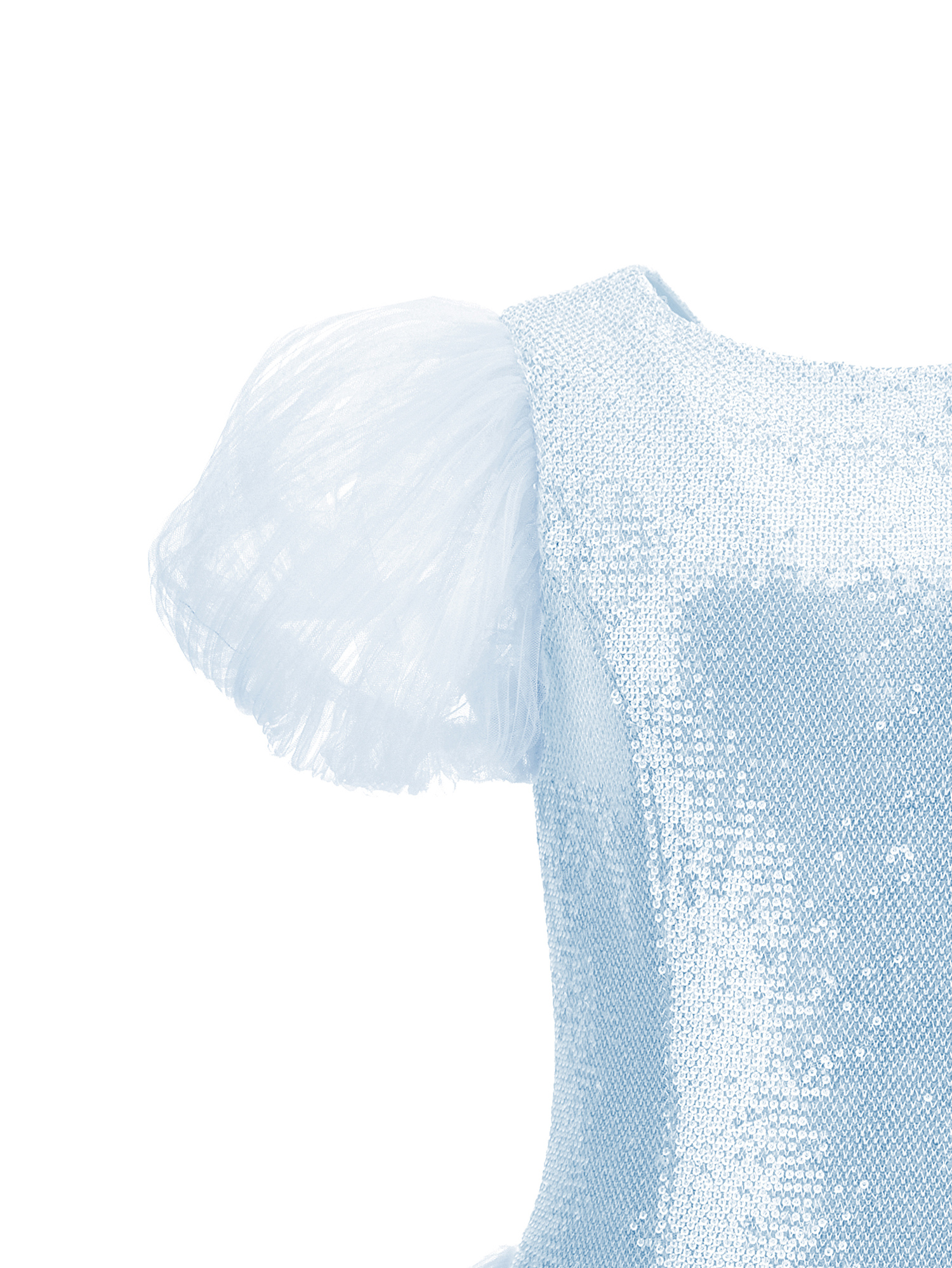 Shop Monnalisa Sequinned Tulle Dress In Sky Blue