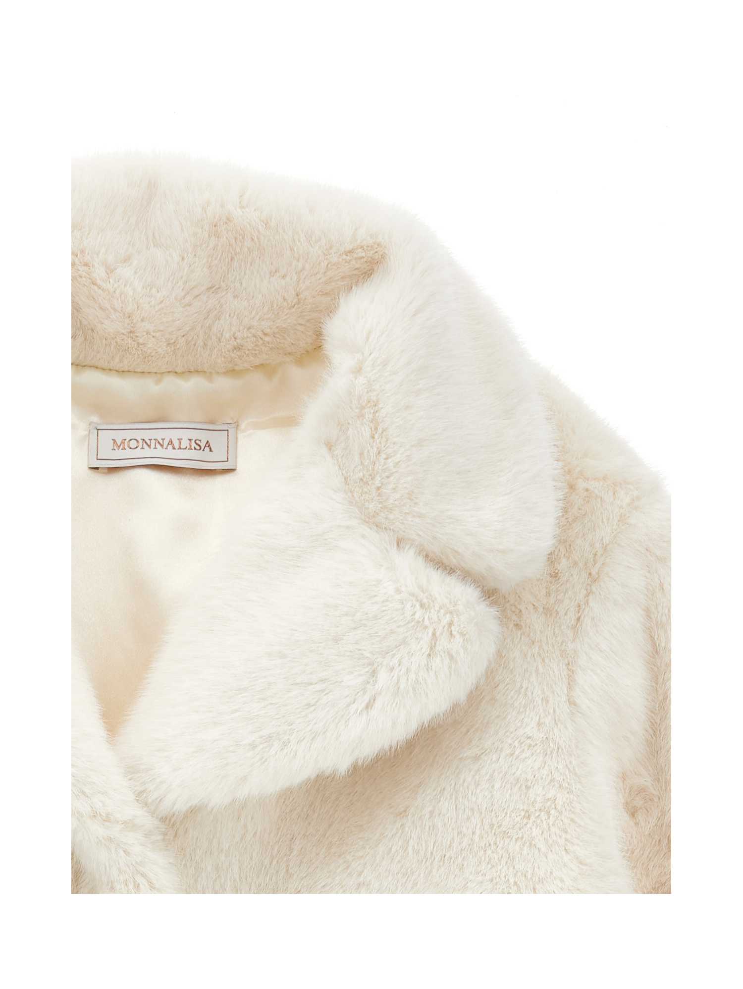 Monnalisa Teddy Coat Buttons In White