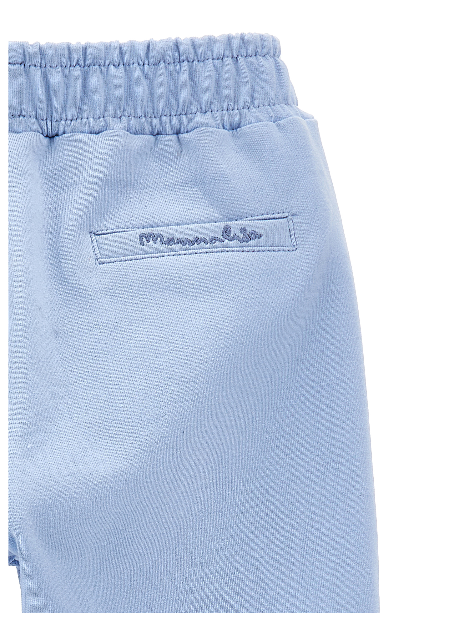 Monnalisa Embroidered Joggers In Light Blue + Cream