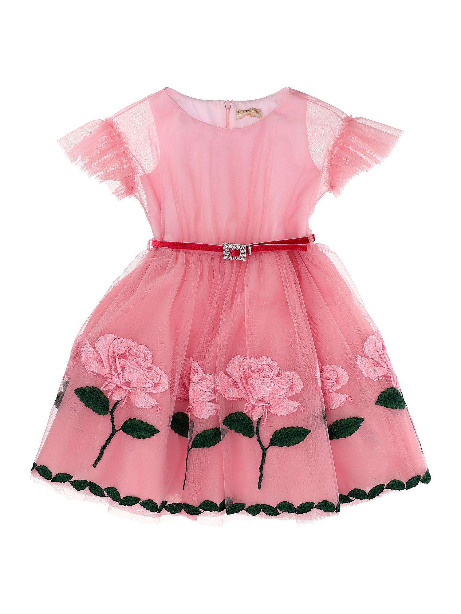Abito felpa tulle ricamato Monnalisa Bambina Abbigliamento Vestiti Vestiti stampati 