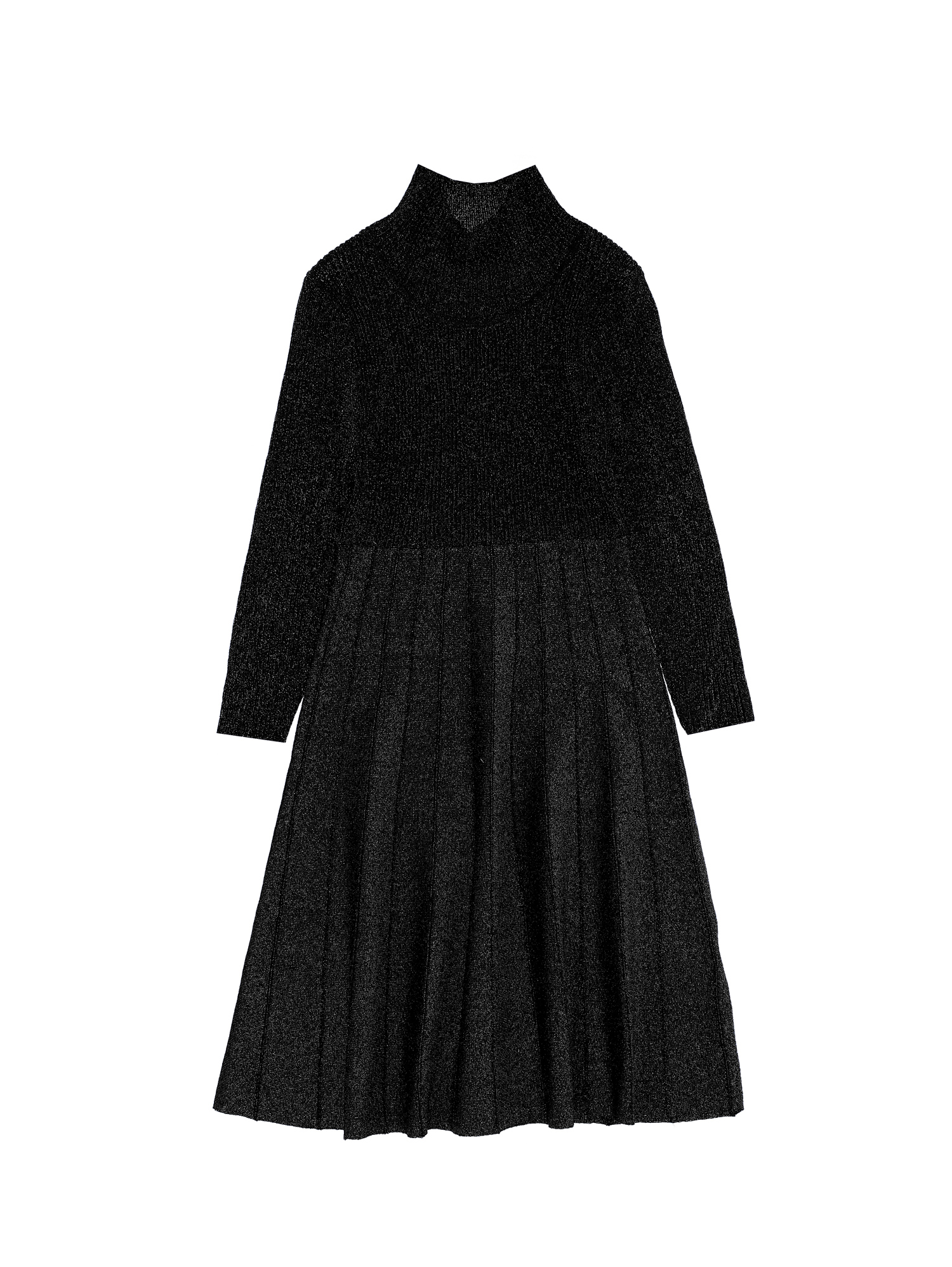Monnalisa Kids'   Pleated Lurex Knit Dress In Black
