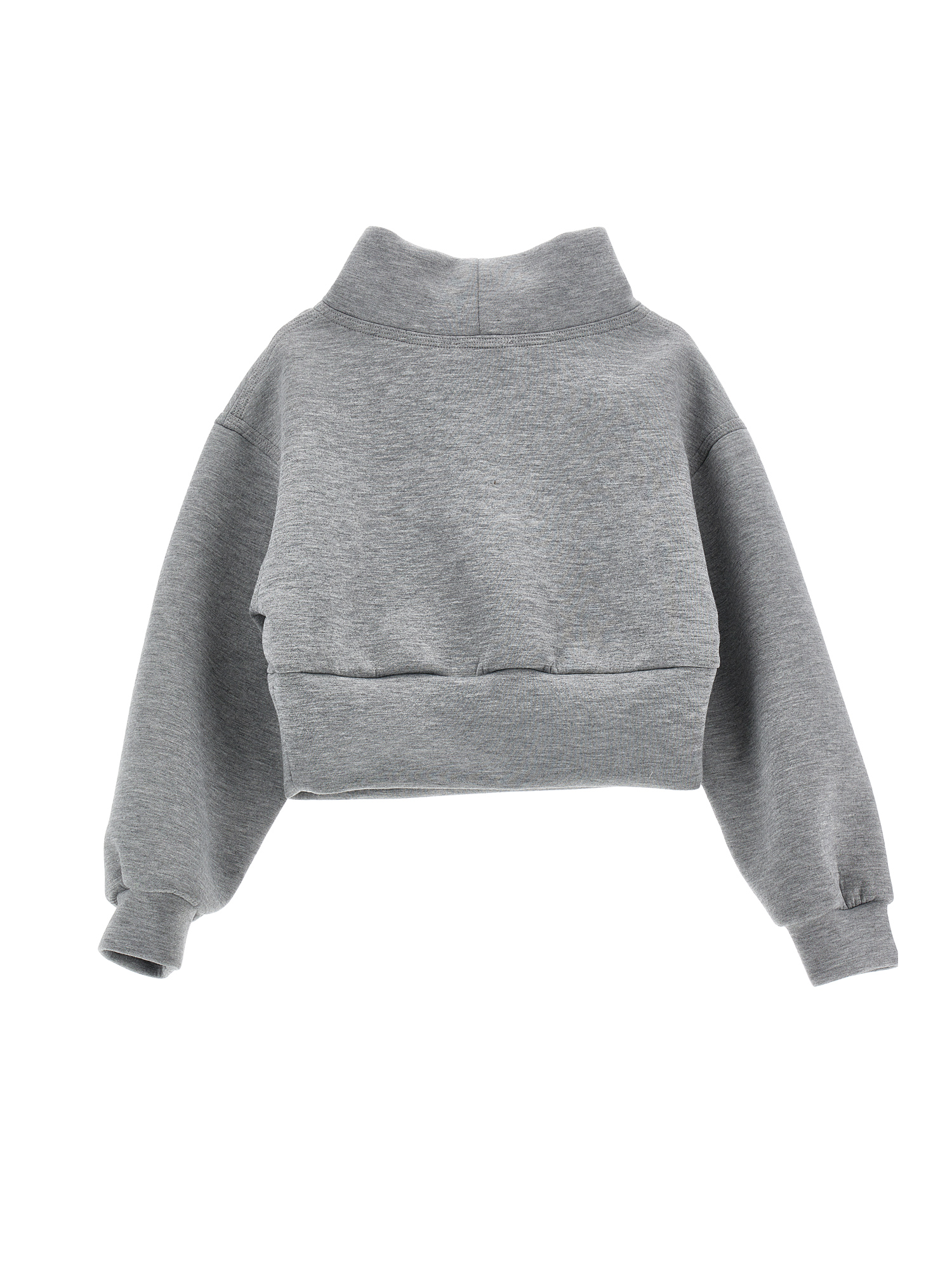 Monnalisa Cowl Neck Neoprene Sweatshirt In Grey + Grey