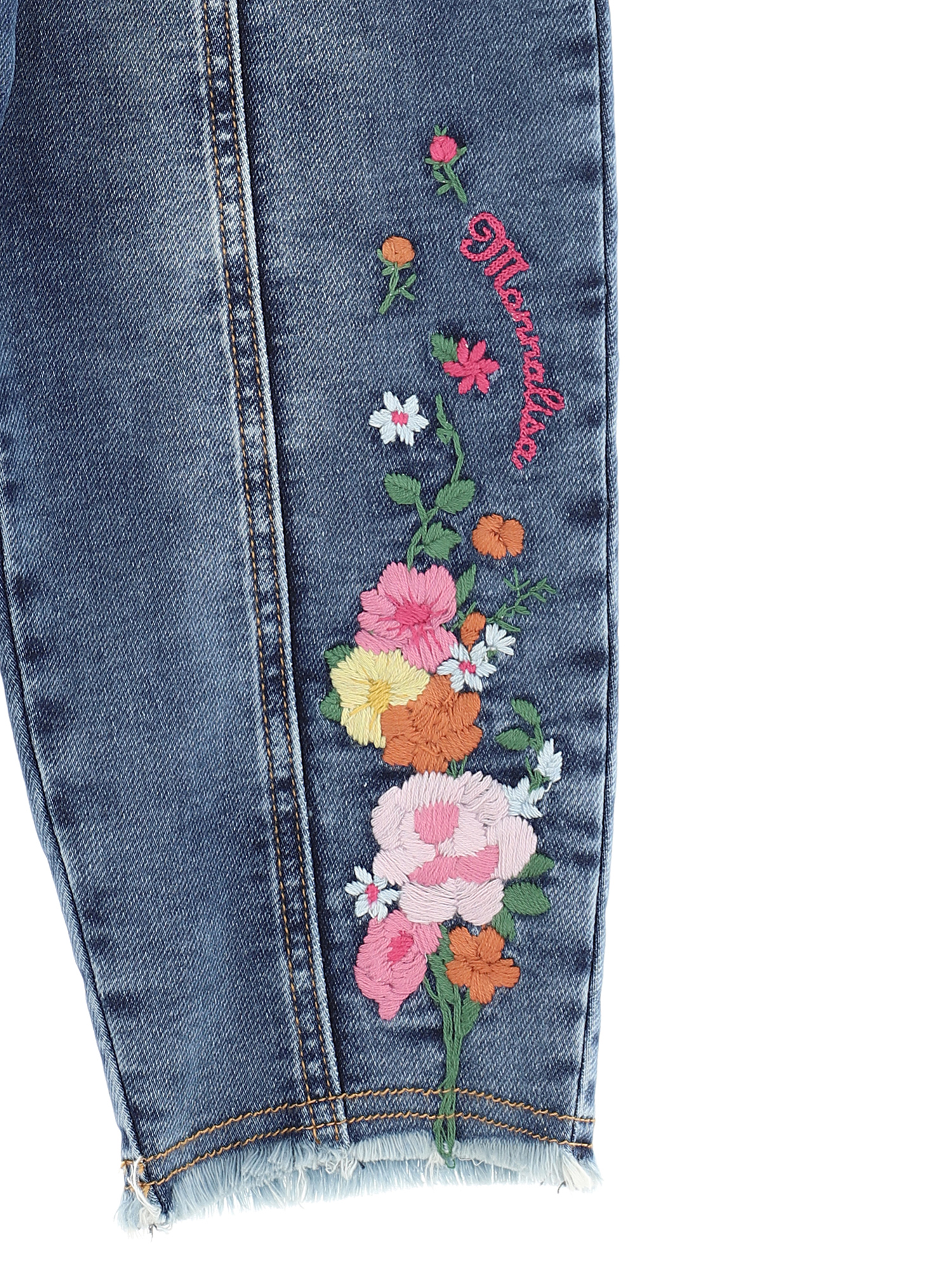 Embroidered denim 2024 pants