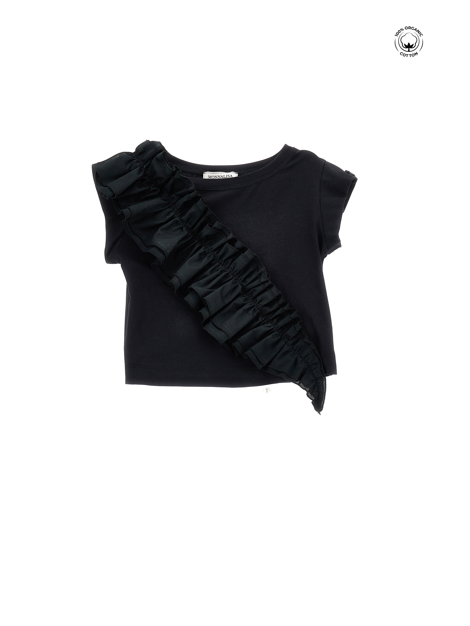 Monnalisa Top With Maxi Ruffle In Black