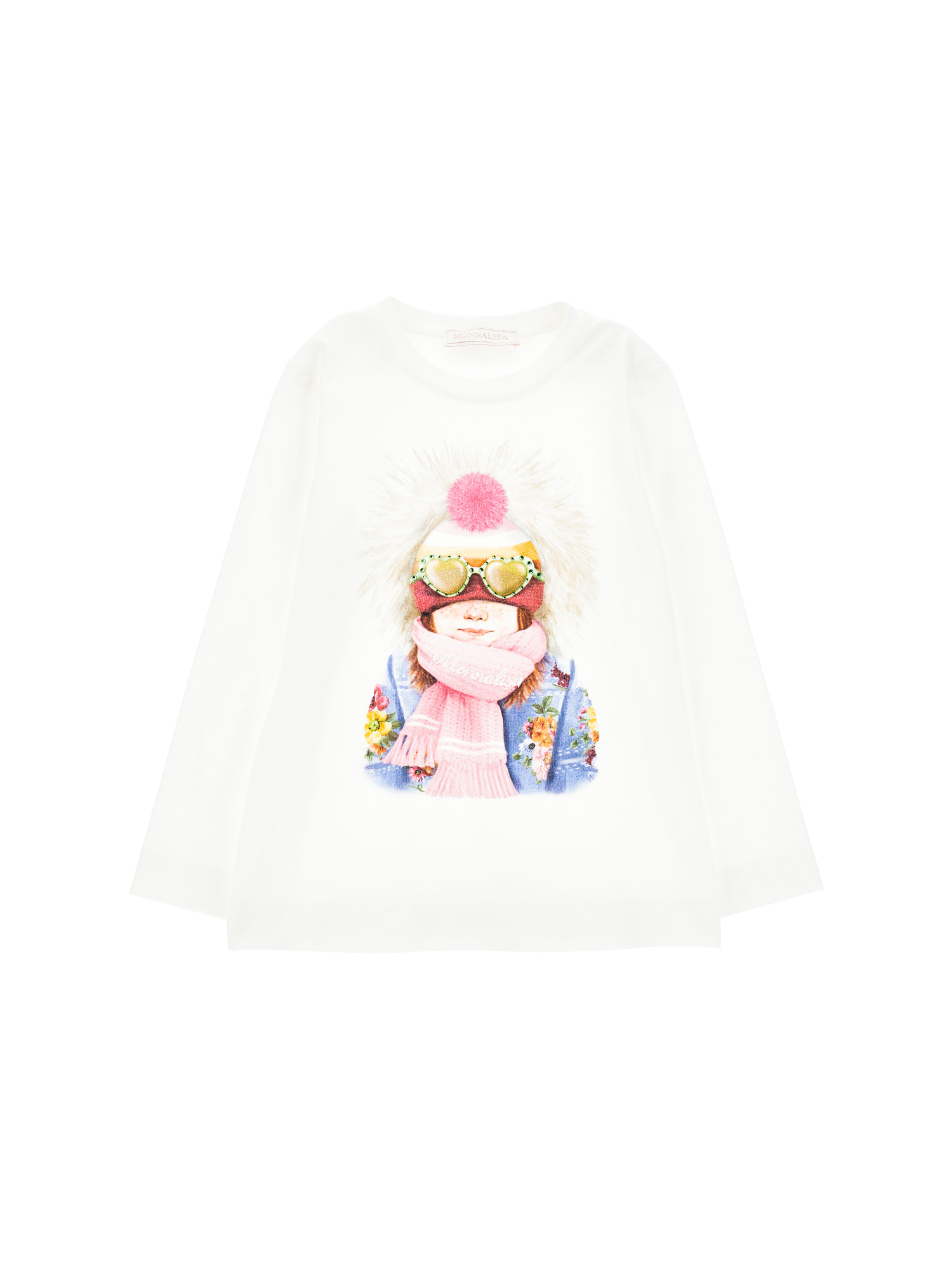 Monnalisa T-shirt jersey maniche lunghe stampa ragazza