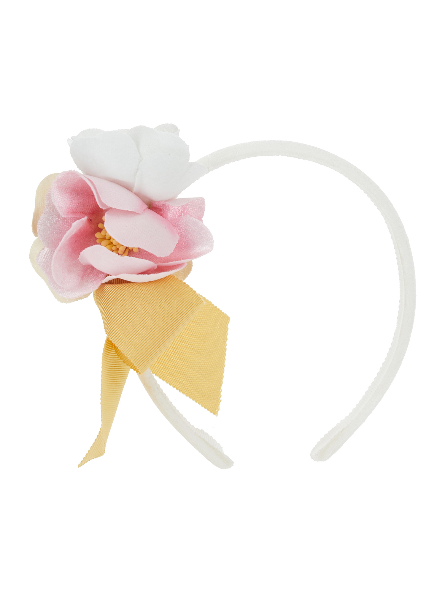 Monnalisa Velvet Headband In Cream + Multicolor