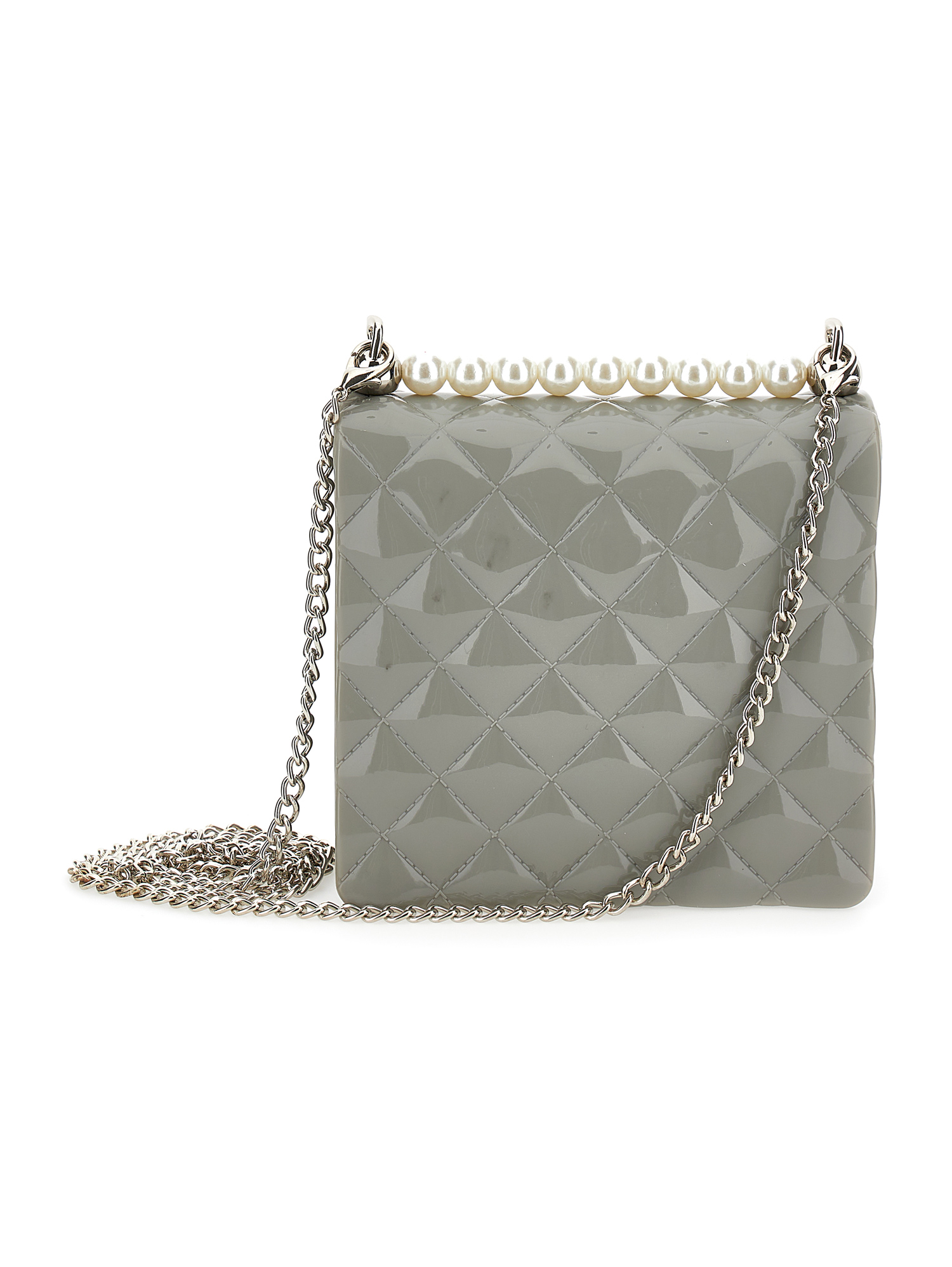 Shop Monnalisa Pvc Bag With Pearls In Grey