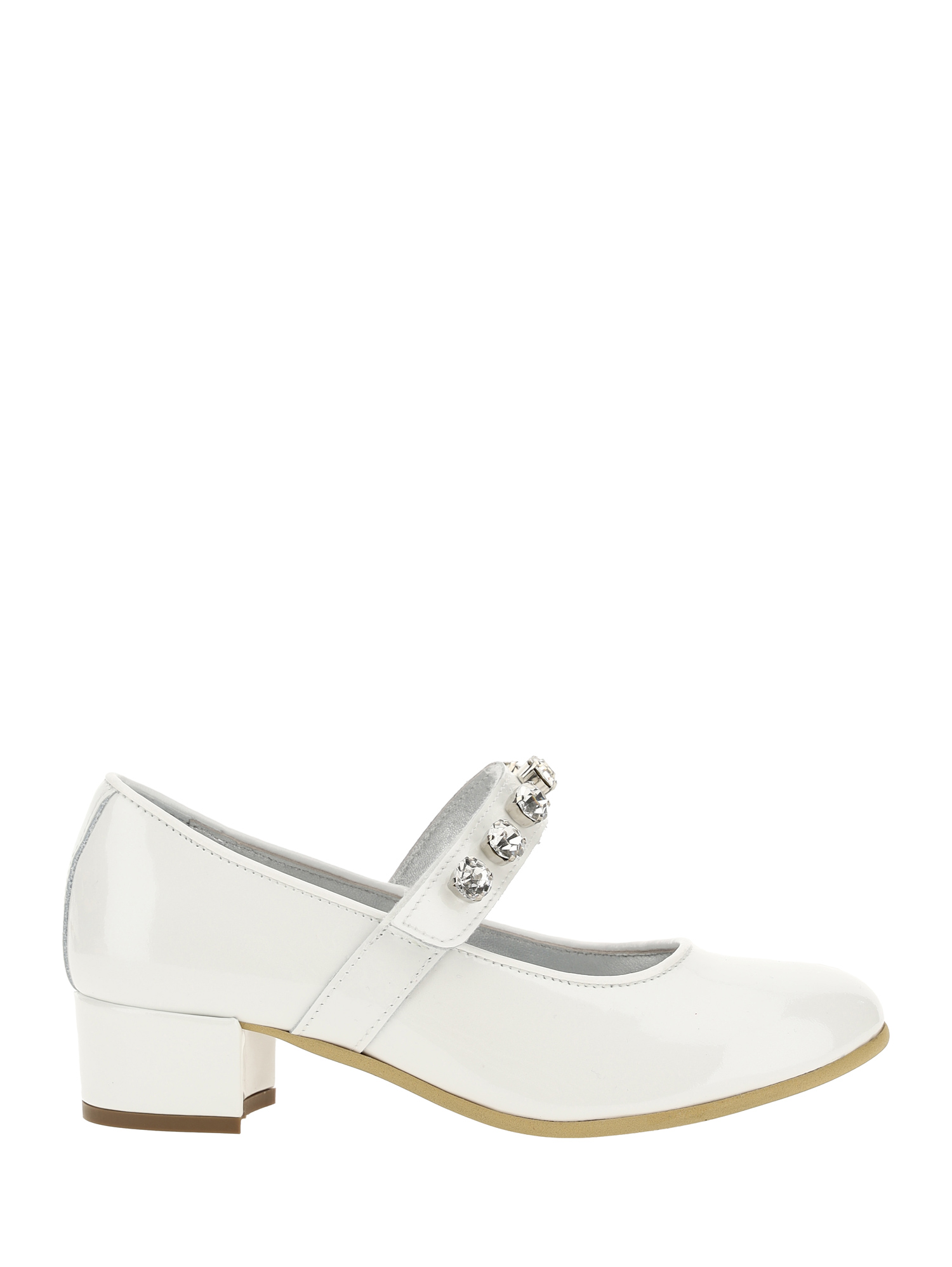 Monnalisa Pearly Patent Leather Ballet Flats In Cream