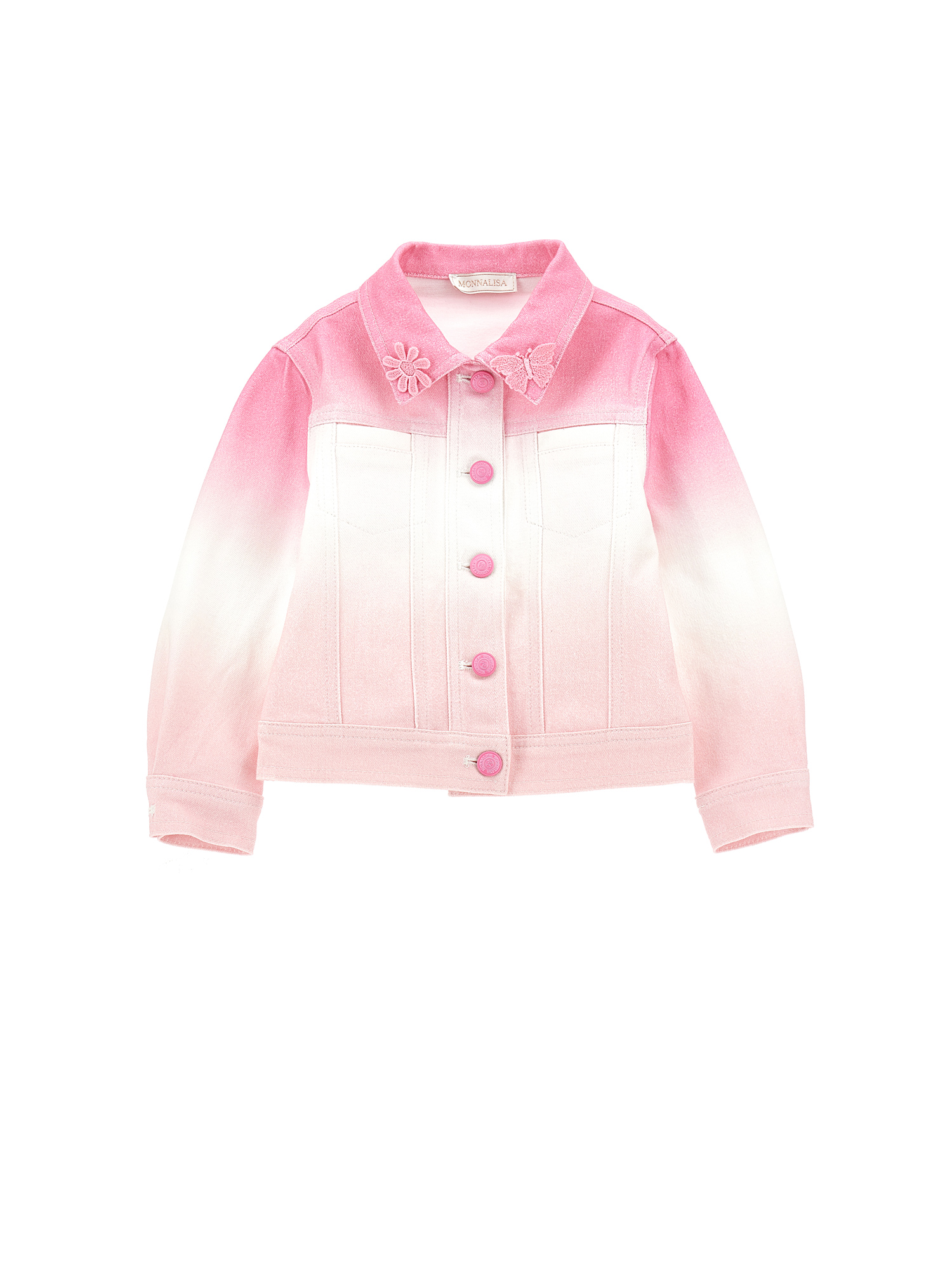 Monnalisa Dégradé Drill Jacket In Bright Peach Pink