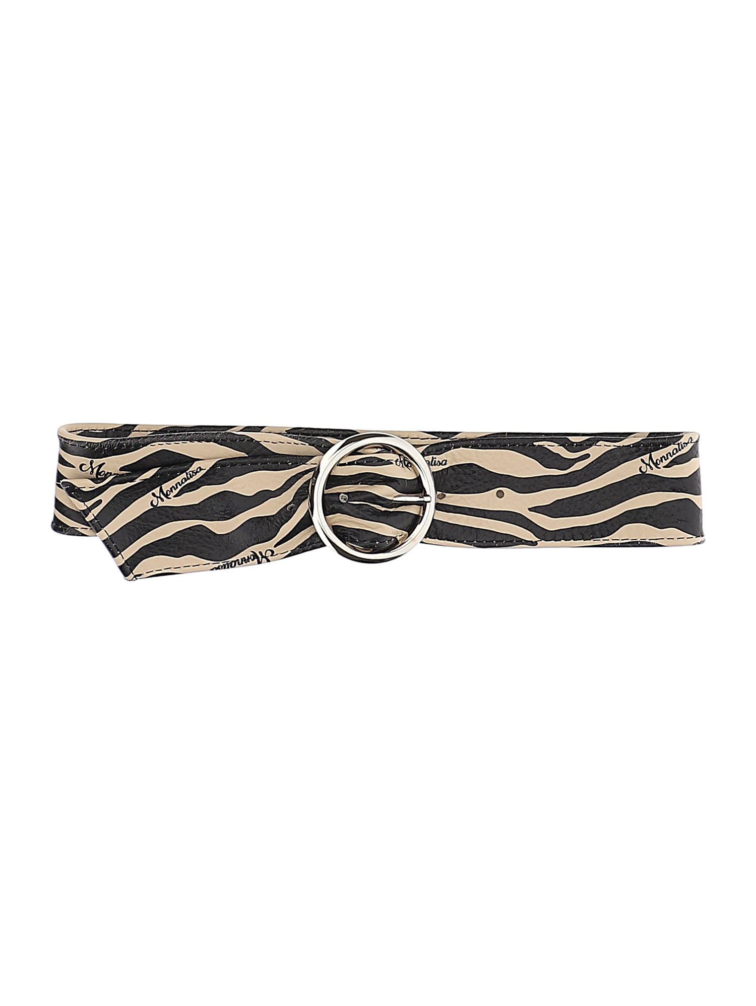 Monnalisa Girls Accessories Belts Zebra print leather belt 