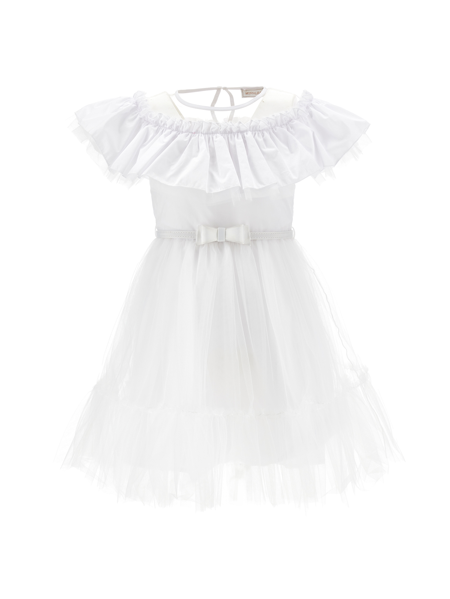 MONNALISA MONNALISA  TULLE DRESS WITH FLOUNCE