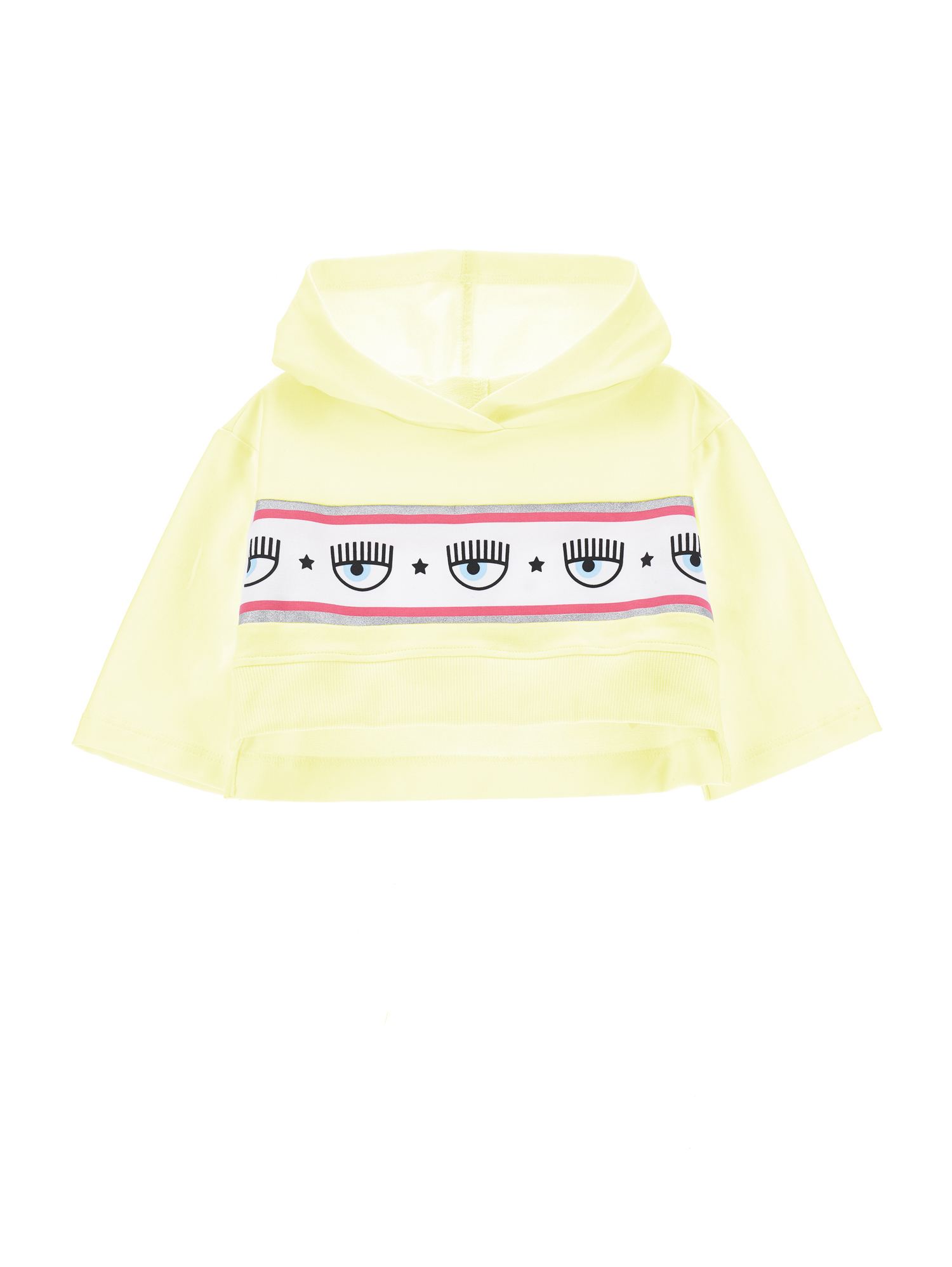 Chiara Ferragni Kids'   Maxi Logomania Cropped Sweatshirt In Wax Yellow