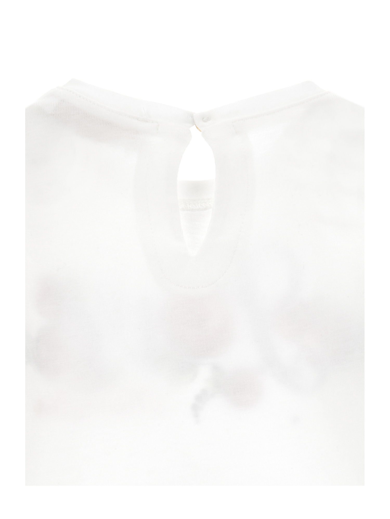Monnalisa Rhinestone Rose Print Jersey T-shirt In Cream