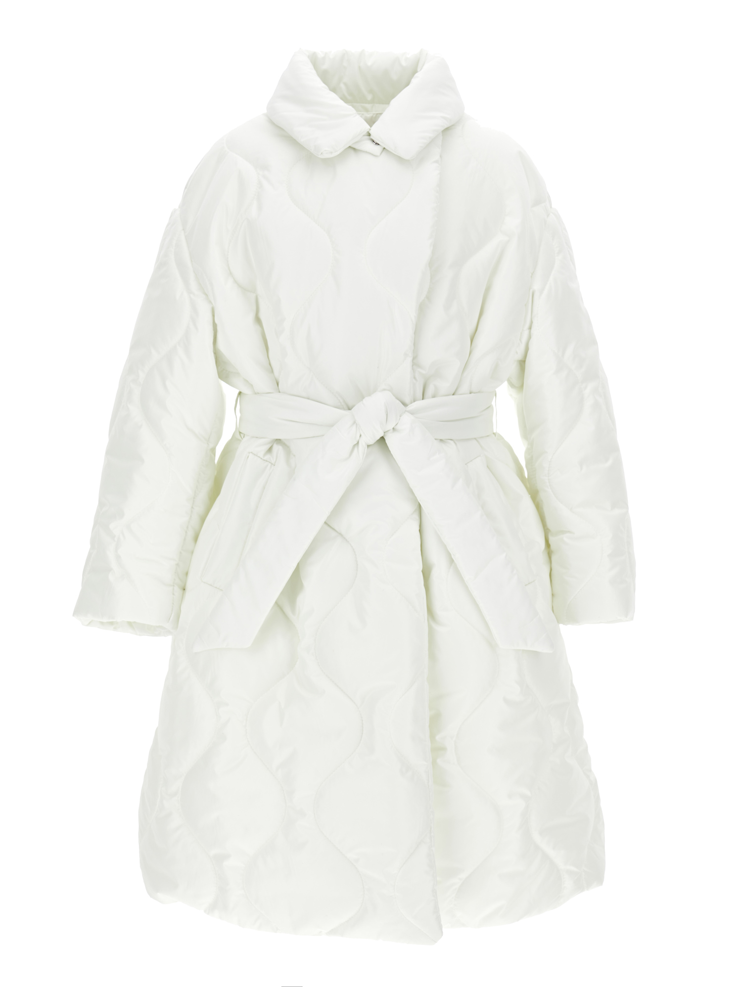 Shop Monnalisa Quilted Technical Fabric Coat In Cream