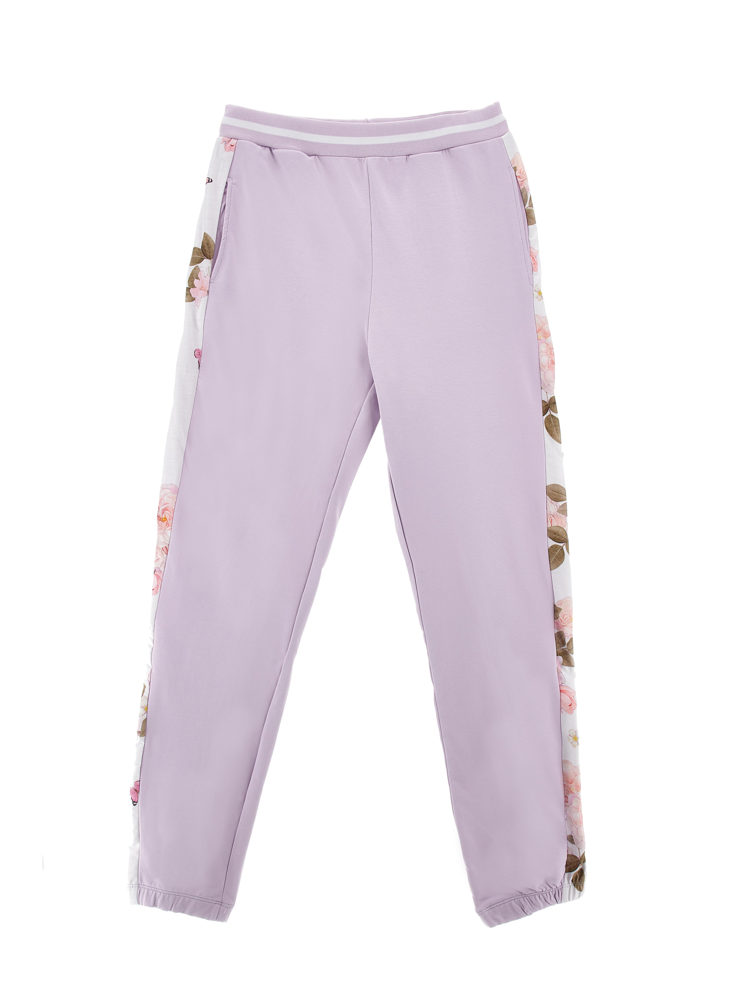 Monnalisa Flower Fleece Joggers In Wisteria