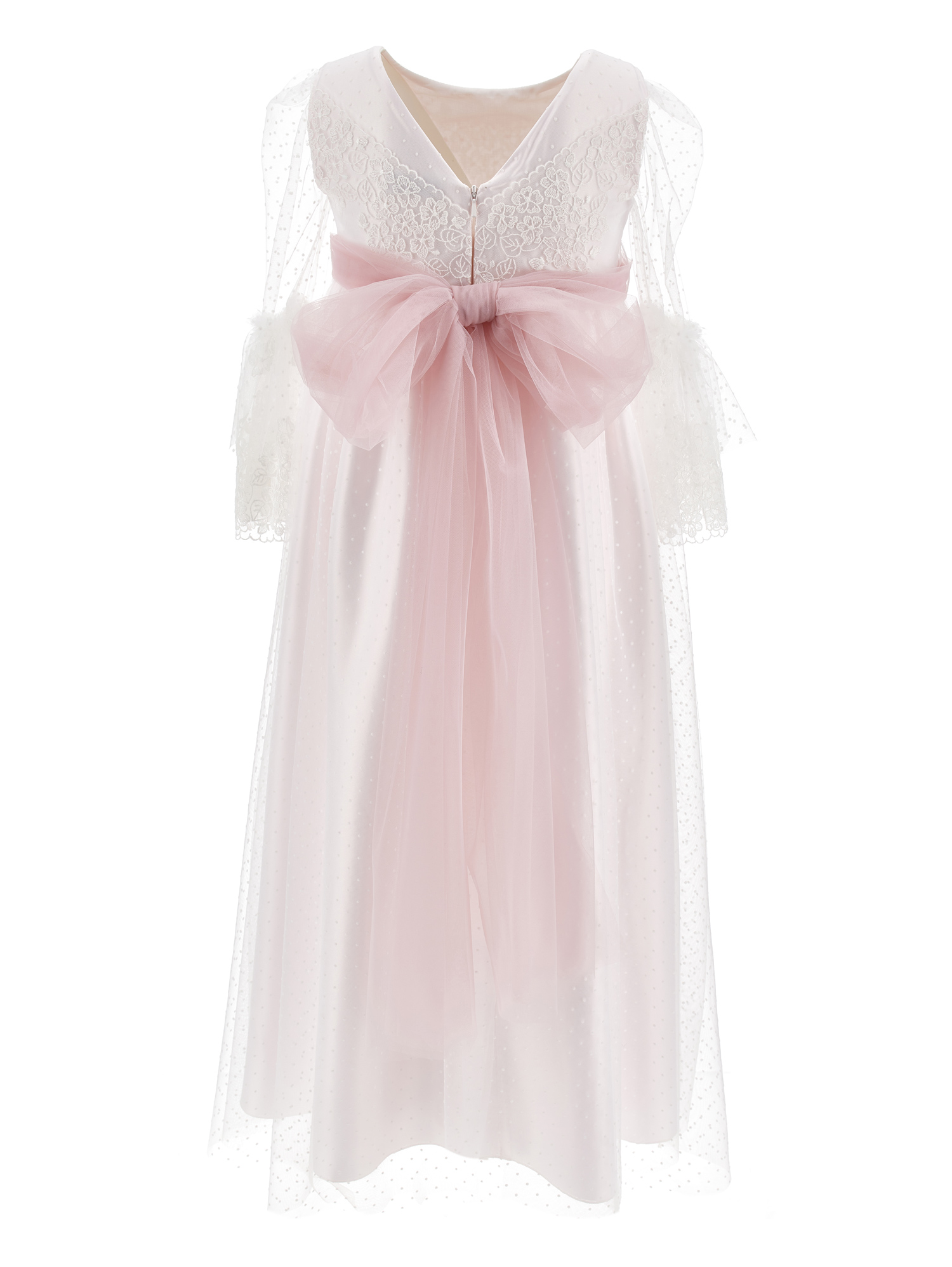 Monnalisa Seville Dress Tulle Polka Dots In Pink