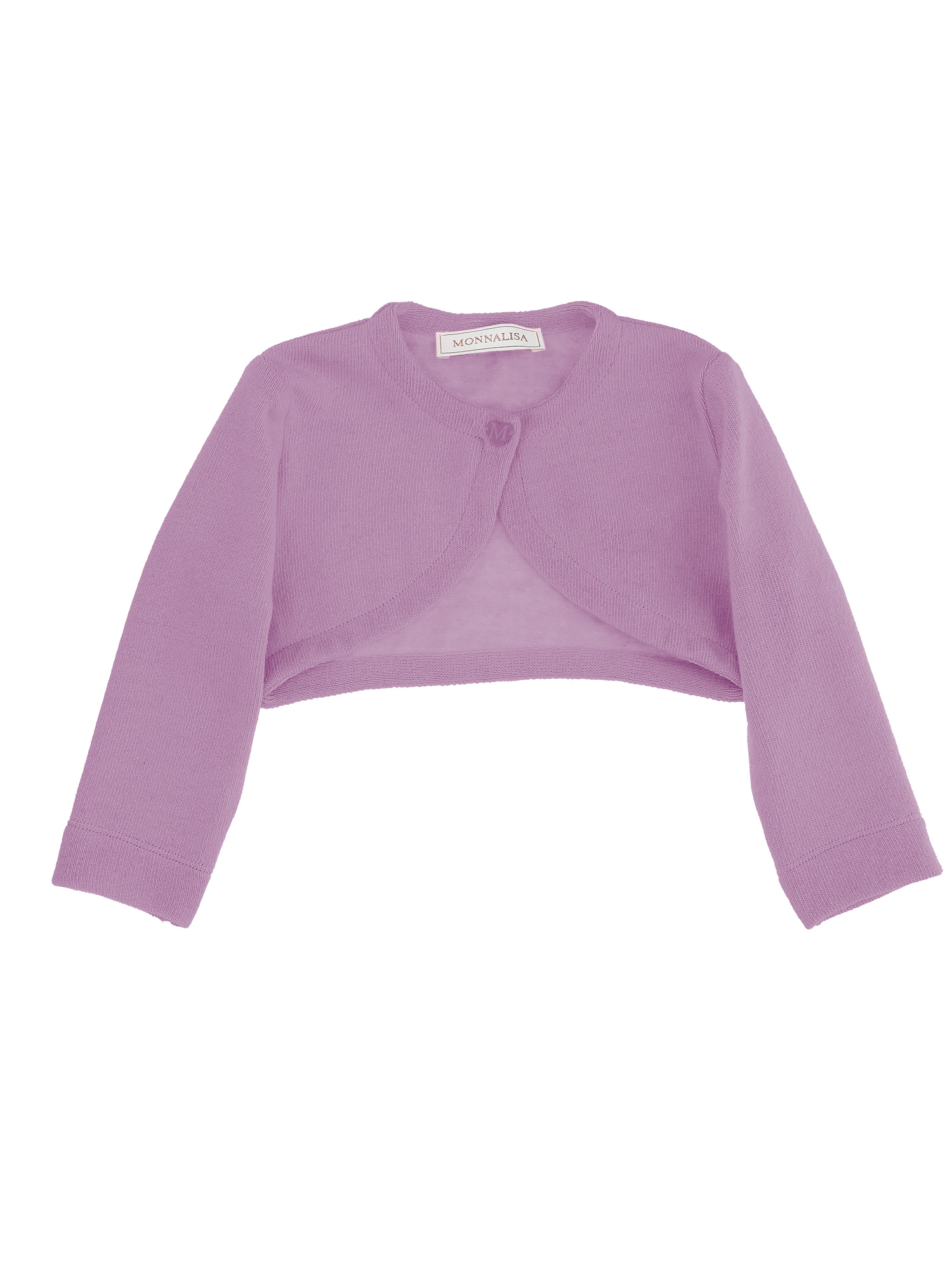 Monnalisa Cropped Merino Wool Cardigan In Blush Pink