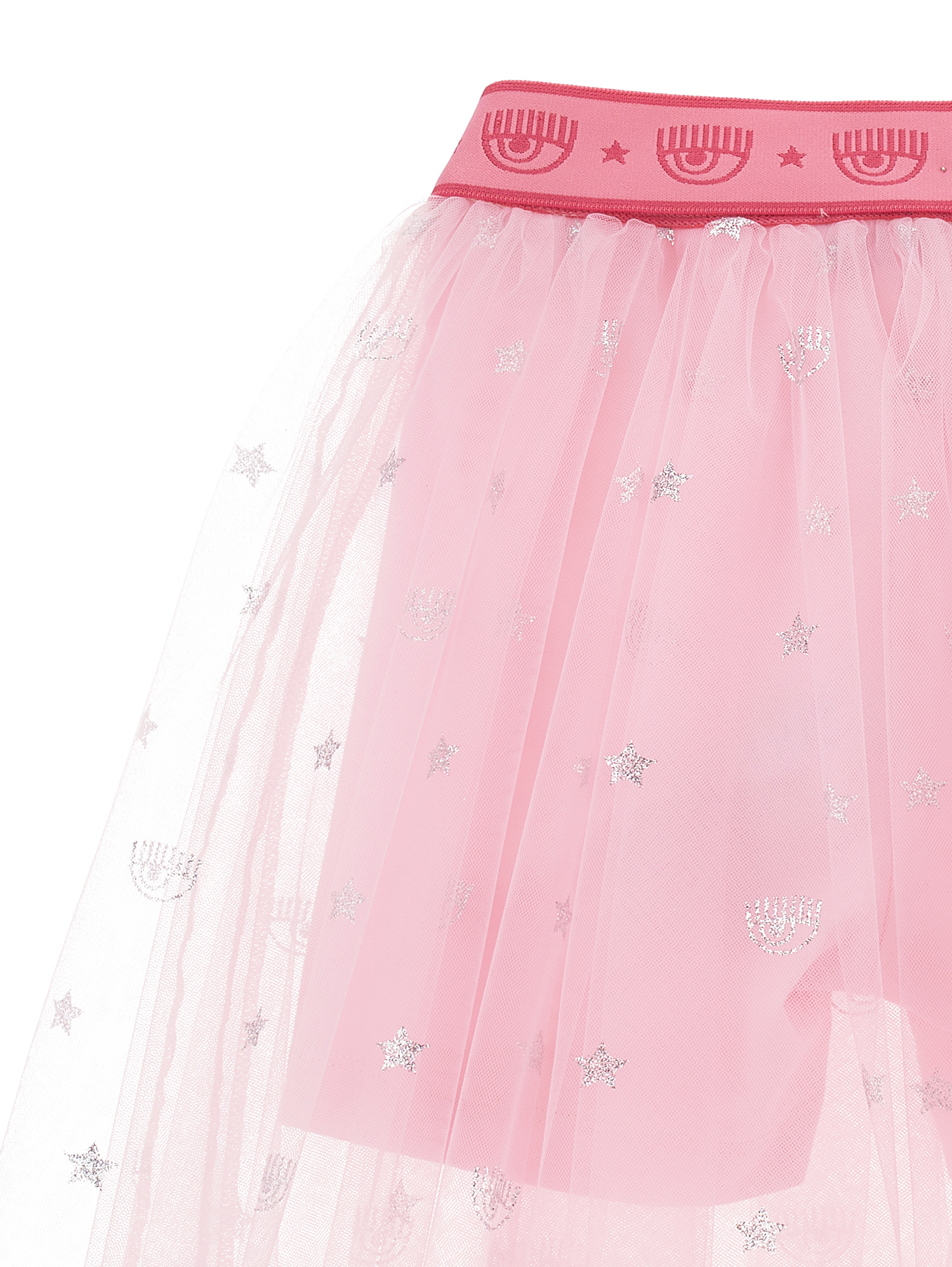 Shop Chiara Ferragni All-over Logomania Tulle Skirt In Pink + Silver